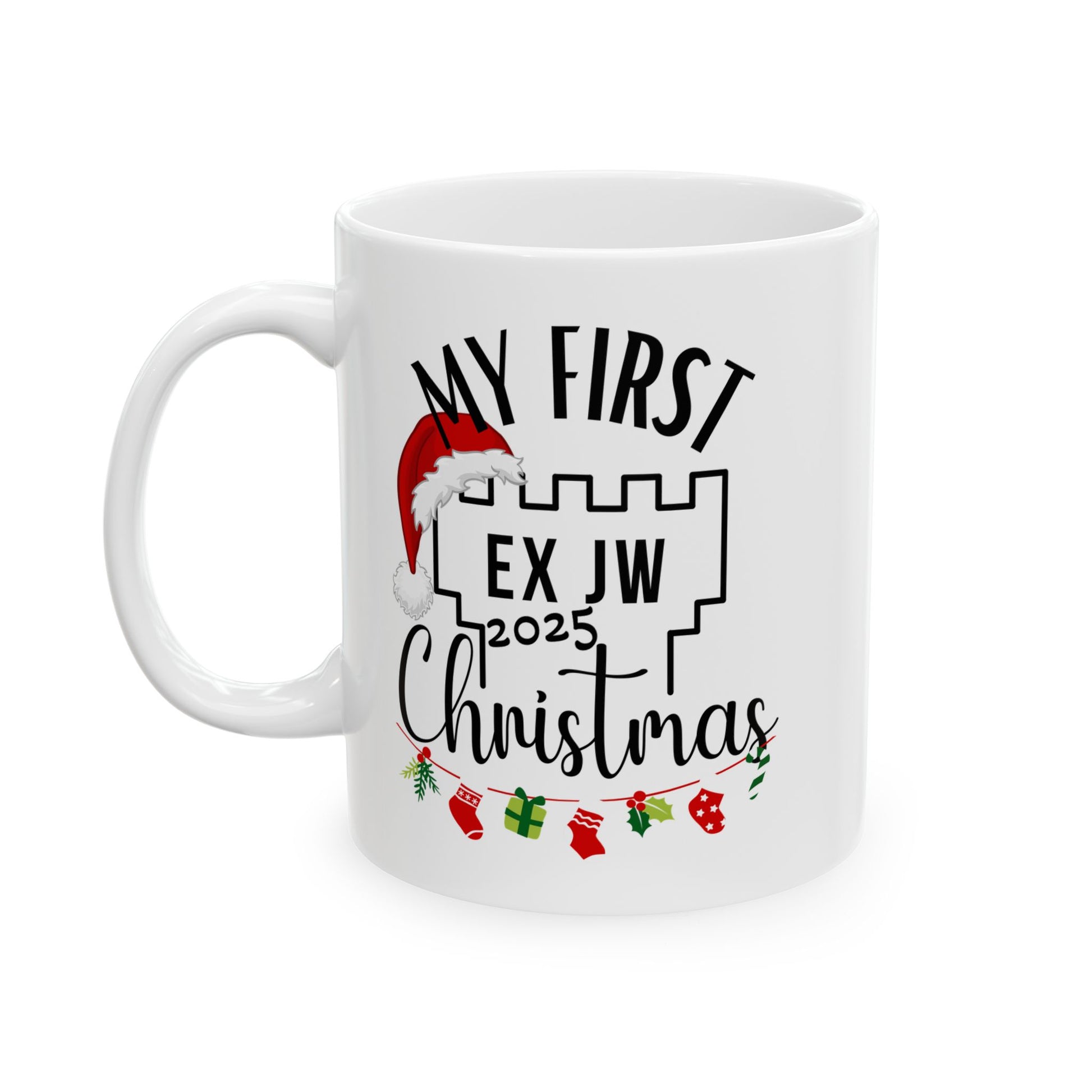 My First Ex JW Christmas Mug, Cult Survivor Gift in White Printify