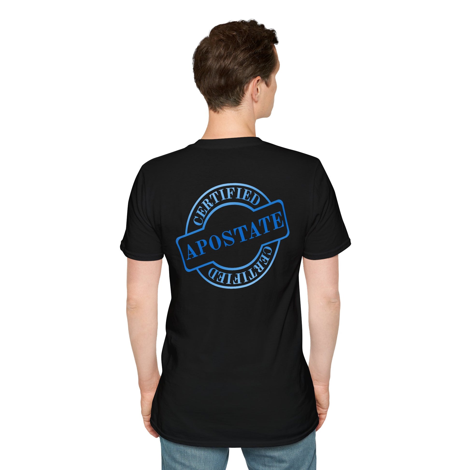 Certified Apostate T-Shirt Pocket Print & Back Stamp Printify