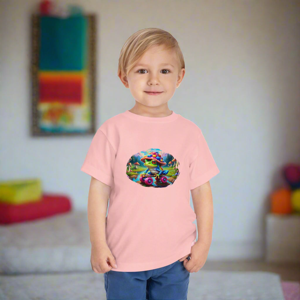 Linda camiseta gráfica para niños con rana patinadora Ropa para niños