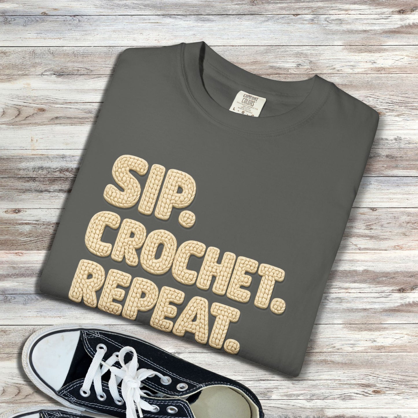 Sip. Crochet. Repeat. Unisex T-shirt