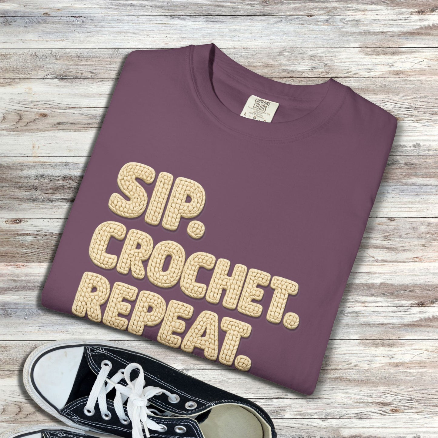 Sip. Crochet. Repeat. Unisex T-shirt