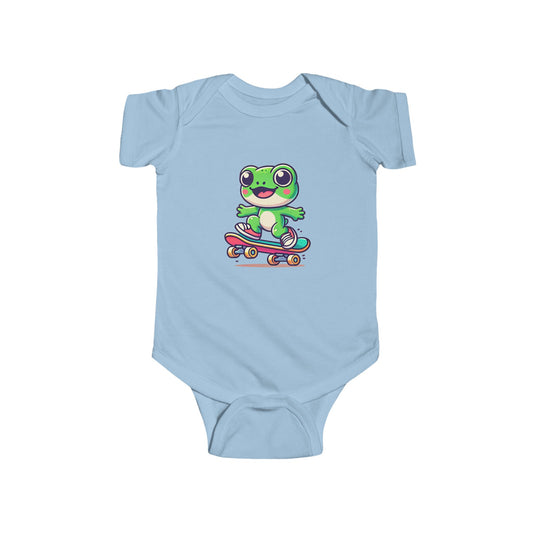 Skateboarding Frog Infant Baby Bodysuit, Cute Baby Clothes, Newborn Baby Shower Gift