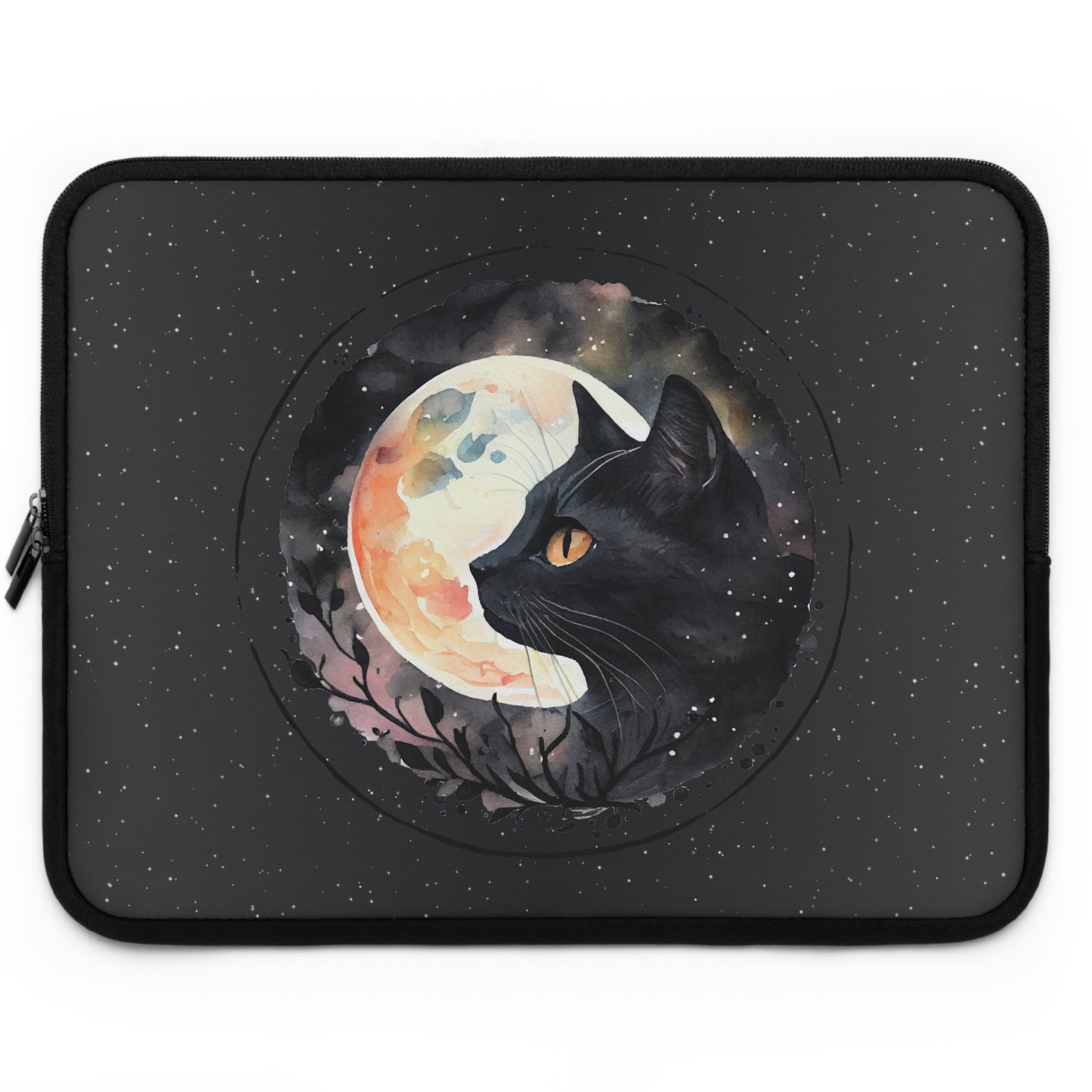 Funda de transporte para iPad y tableta con diseño de gato negro brujo a la luz de la luna en 5 tamaños, de 7 a 17 pulgadas