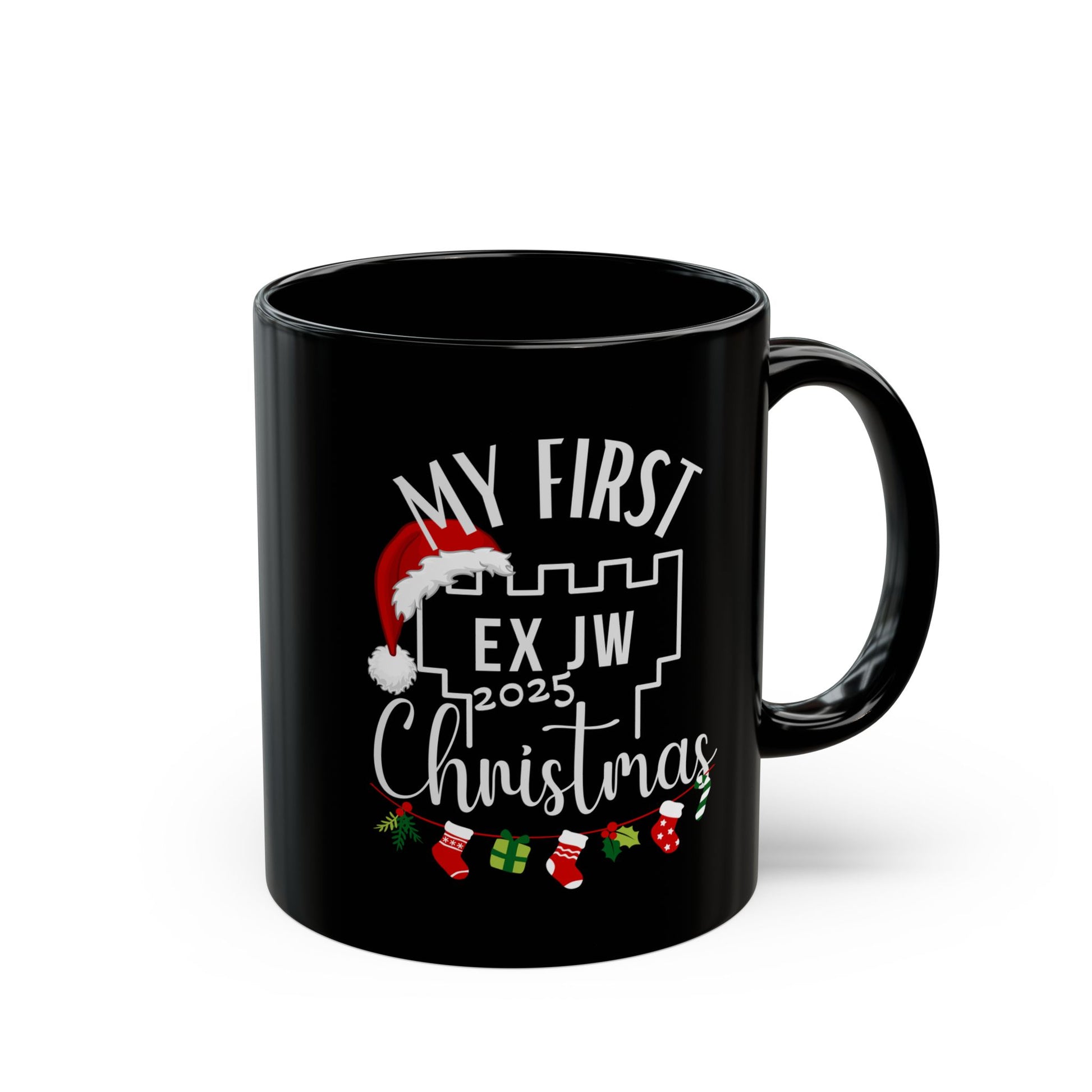 My First Ex JW Christmas Mug, Cult Survivor Gift in Black Printify