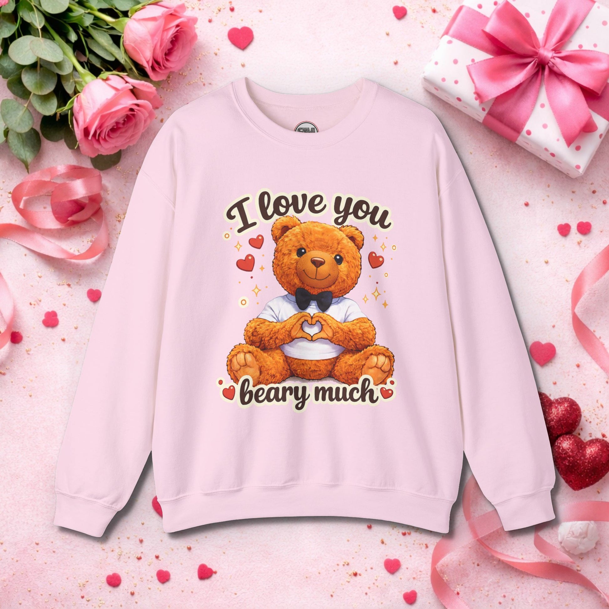 I Love You Beary Much Sweatshirt Cute Teddy Bear Valentine's Day Gift, Funny Pun Anniversary Gift Printify