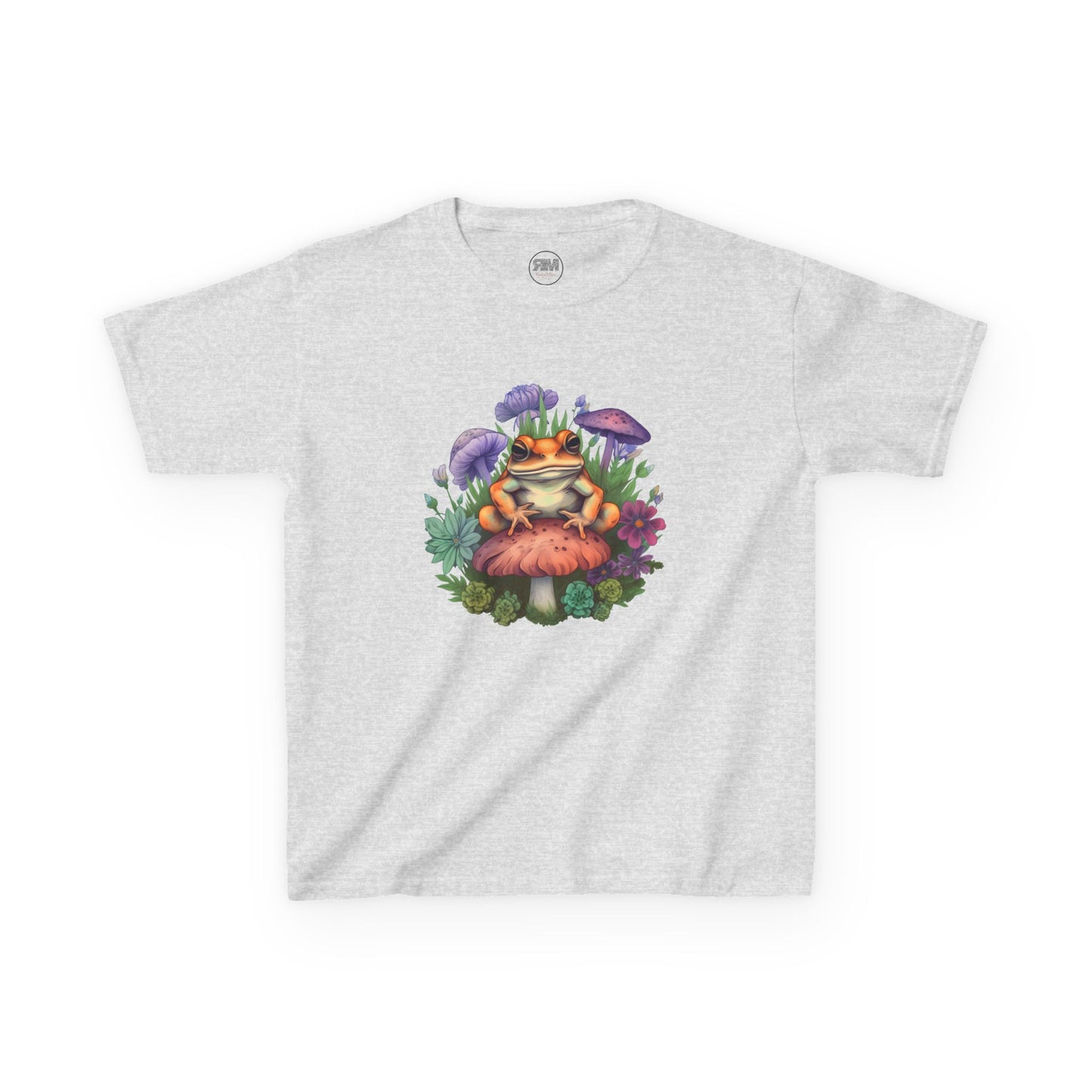 Cute Frog Sitting on a Toadstool Kids T-Shirt Clothing Fun Frog Tee Youth Top Unisex Shirt