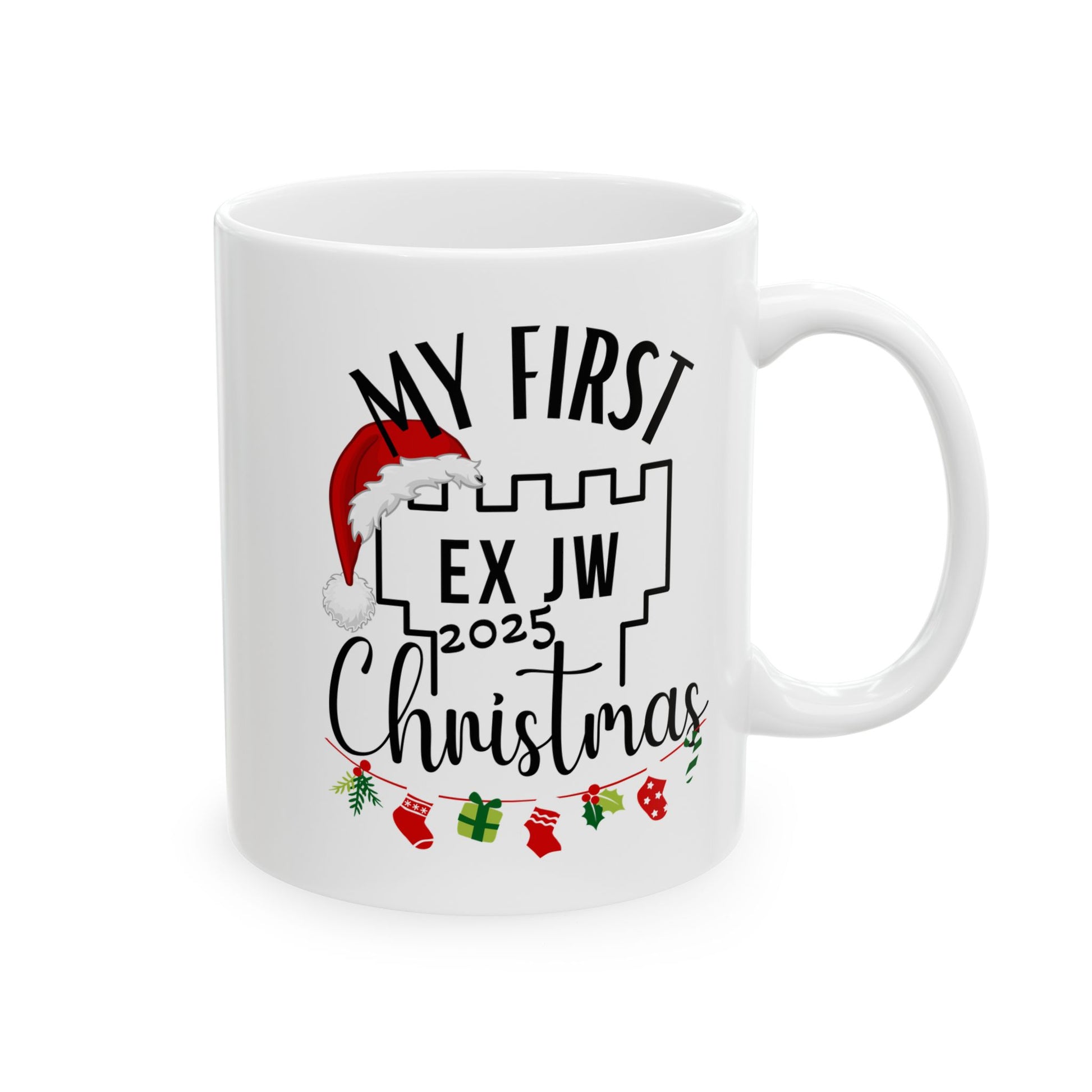 My First Ex JW Christmas Mug, Cult Survivor Gift in White Printify