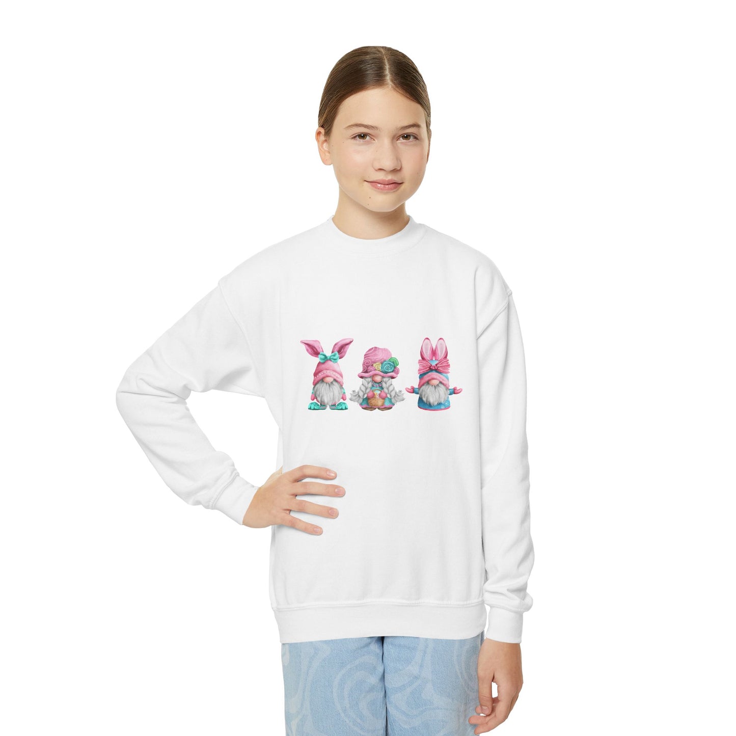 Happy Easter Pastel Gnomes in Bunny Ears Sweatshirt Girl Spring Outfit Gift Idea