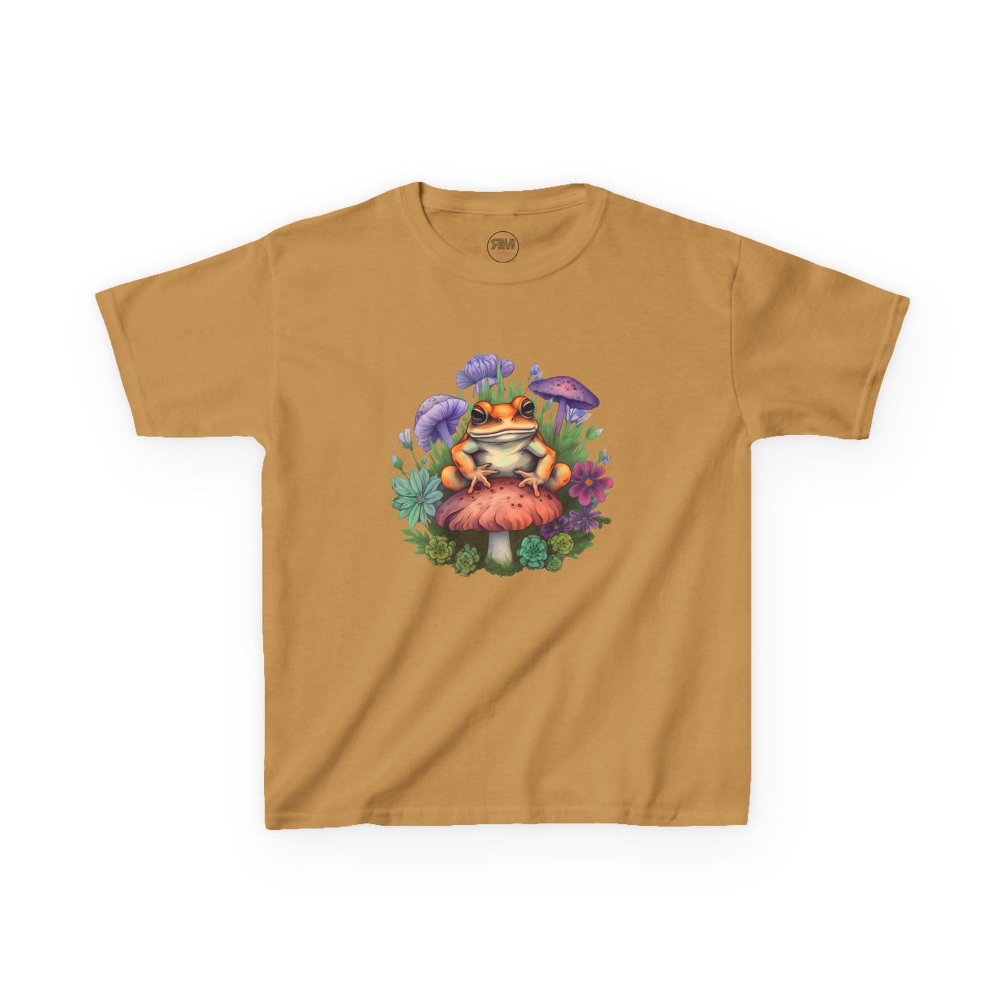 Cute Frog Sitting on a Toadstool Kids T-Shirt Clothing Fun Frog Tee Youth Top Unisex Shirt