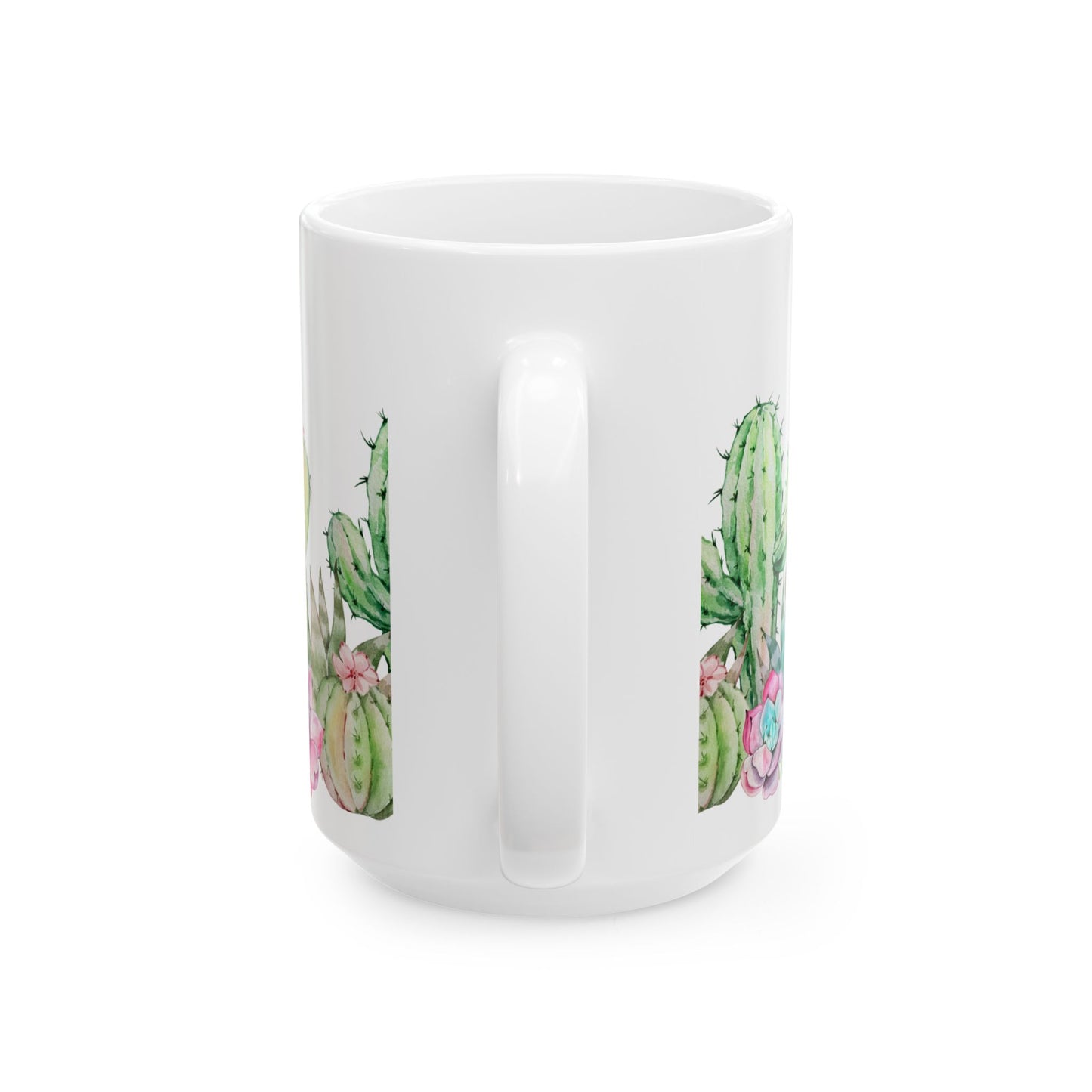 Taza de cerámica con acuarela de fases lunares, cactus y suculentas | Idea de regalo para amantes de los cactus | Idea de regalo para jardineros | Regalo para los que tienen un pulgar verde