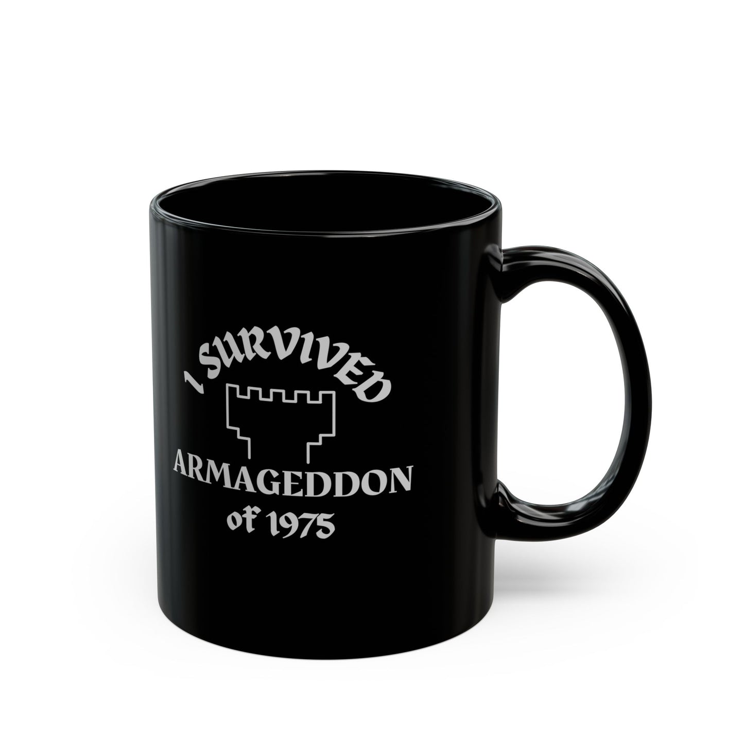 Taza de sobreviviente del Armagedón de 1975 del culto apóstata de ex testigos de Jehová disponible en 11 y 15 oz