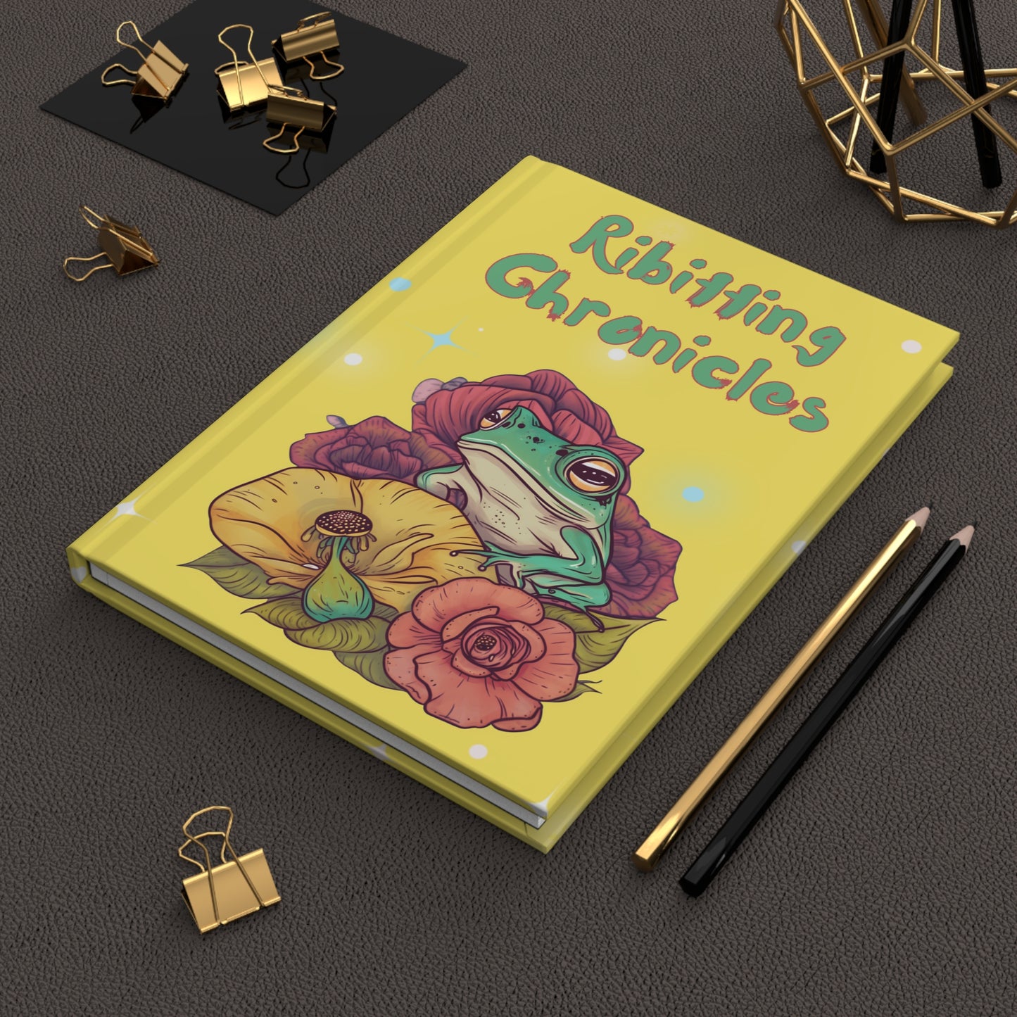 Cuaderno de tapa dura con diseño de ranas, cuaderno rayado, regalo para amantes de las ranas, estilo diario A5 4