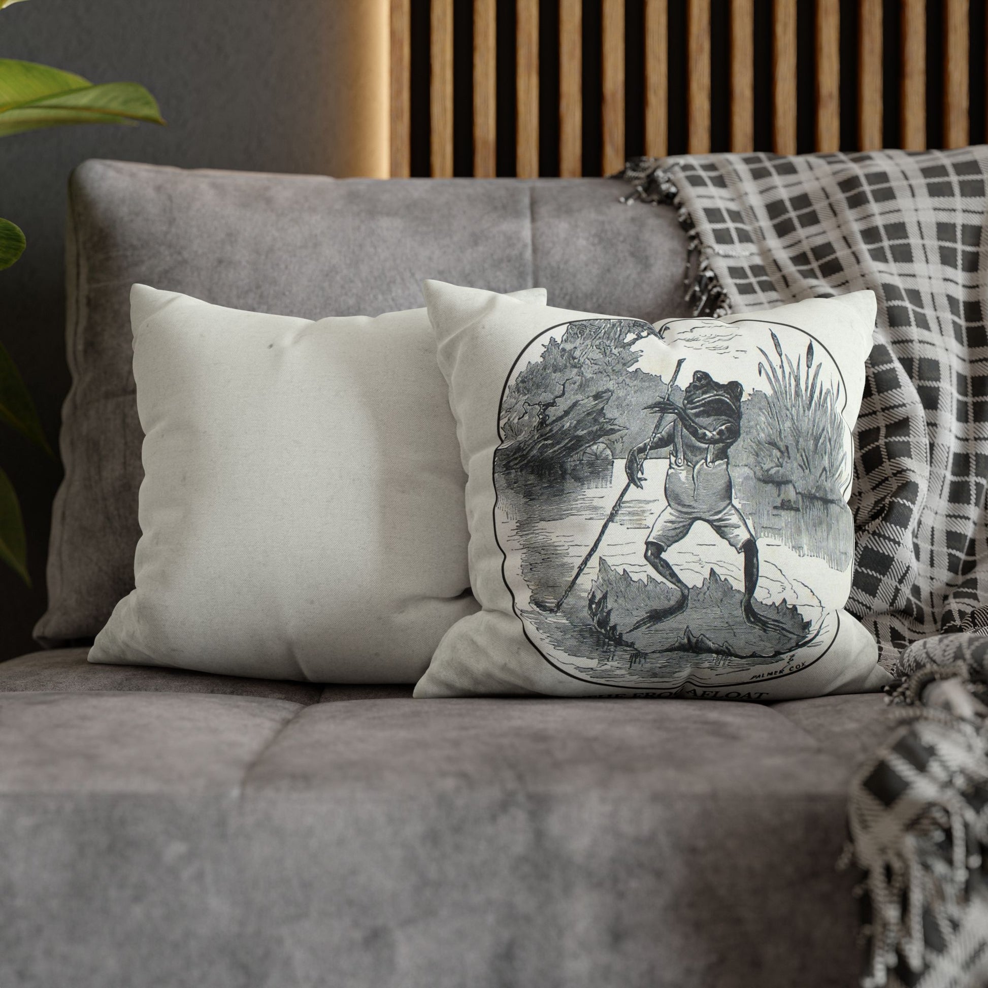 Frog lover gift cushion cover antique storybook design