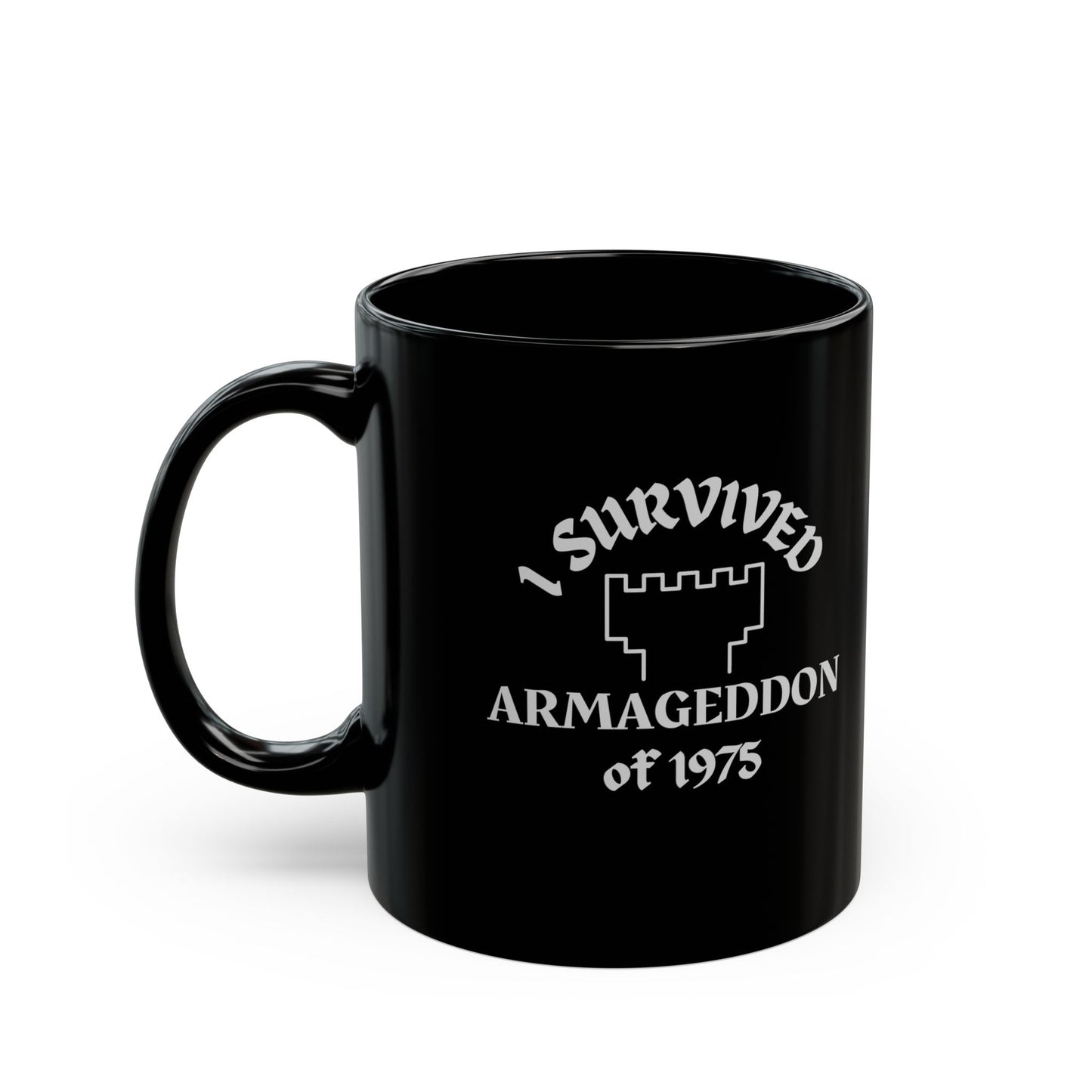 Taza de sobreviviente del Armagedón de 1975 del culto apóstata de ex testigos de Jehová disponible en 11 y 15 oz