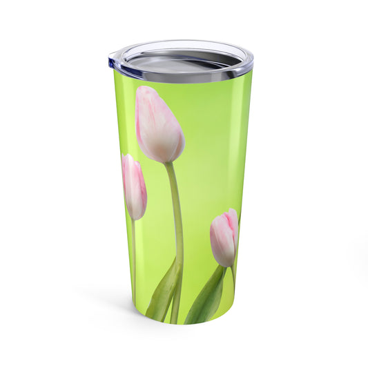 Vaso delgado con tulipanes rosados ​​de 20 oz