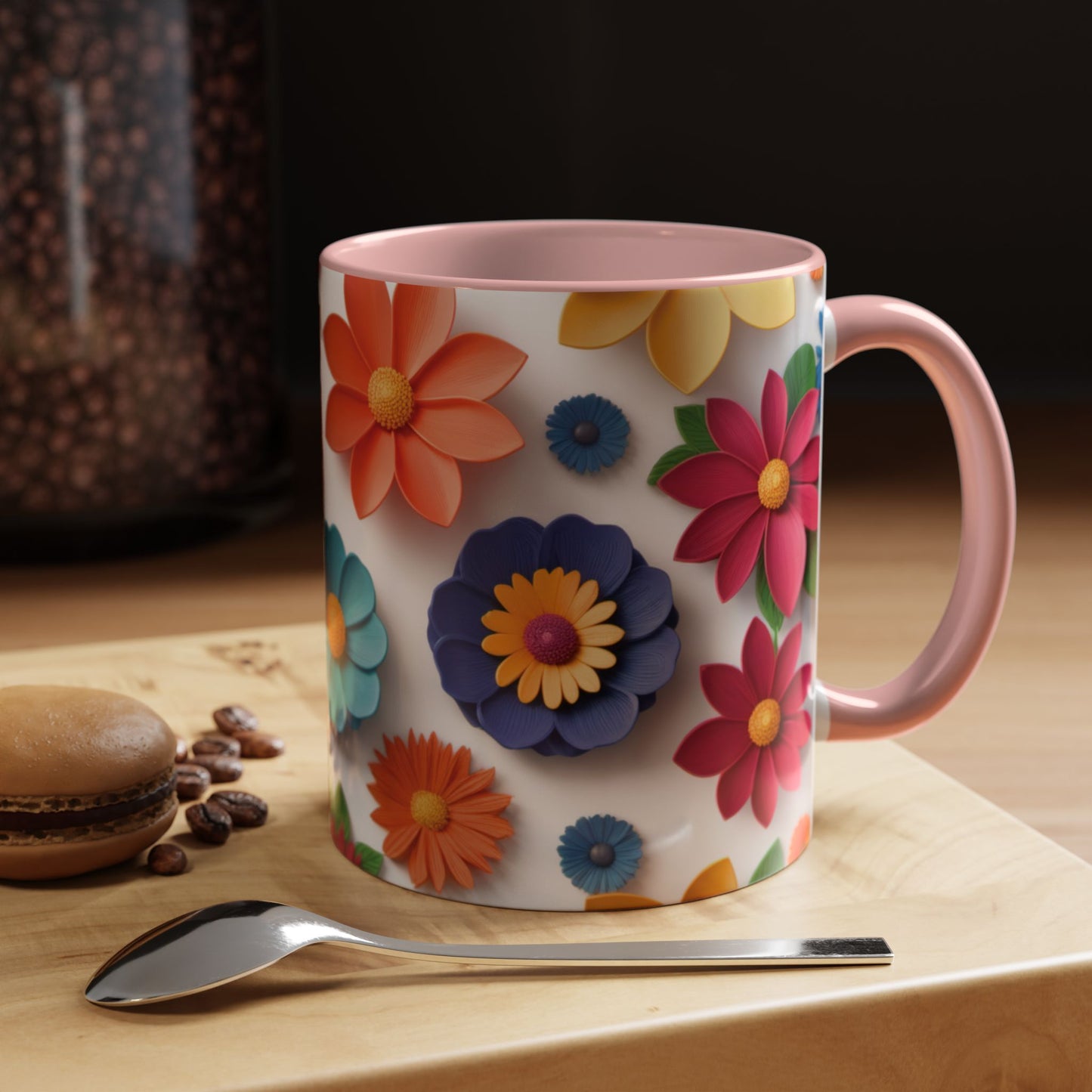 Vibrant 3D Floral Ceramic Mug in 2 sizes.