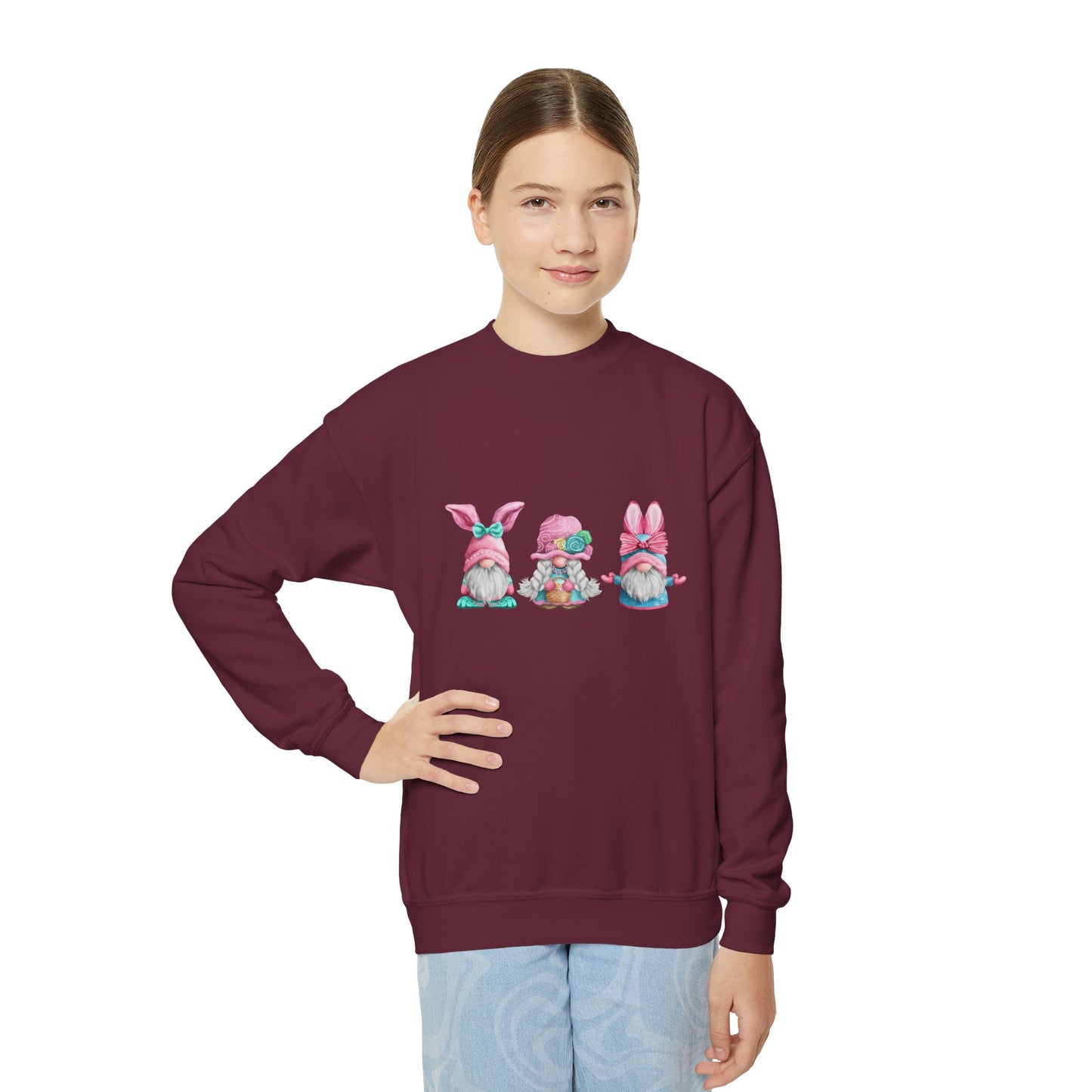 Happy Easter Pastel Gnomes in Bunny Ears Sweatshirt Girl Spring Outfit Gift Idea