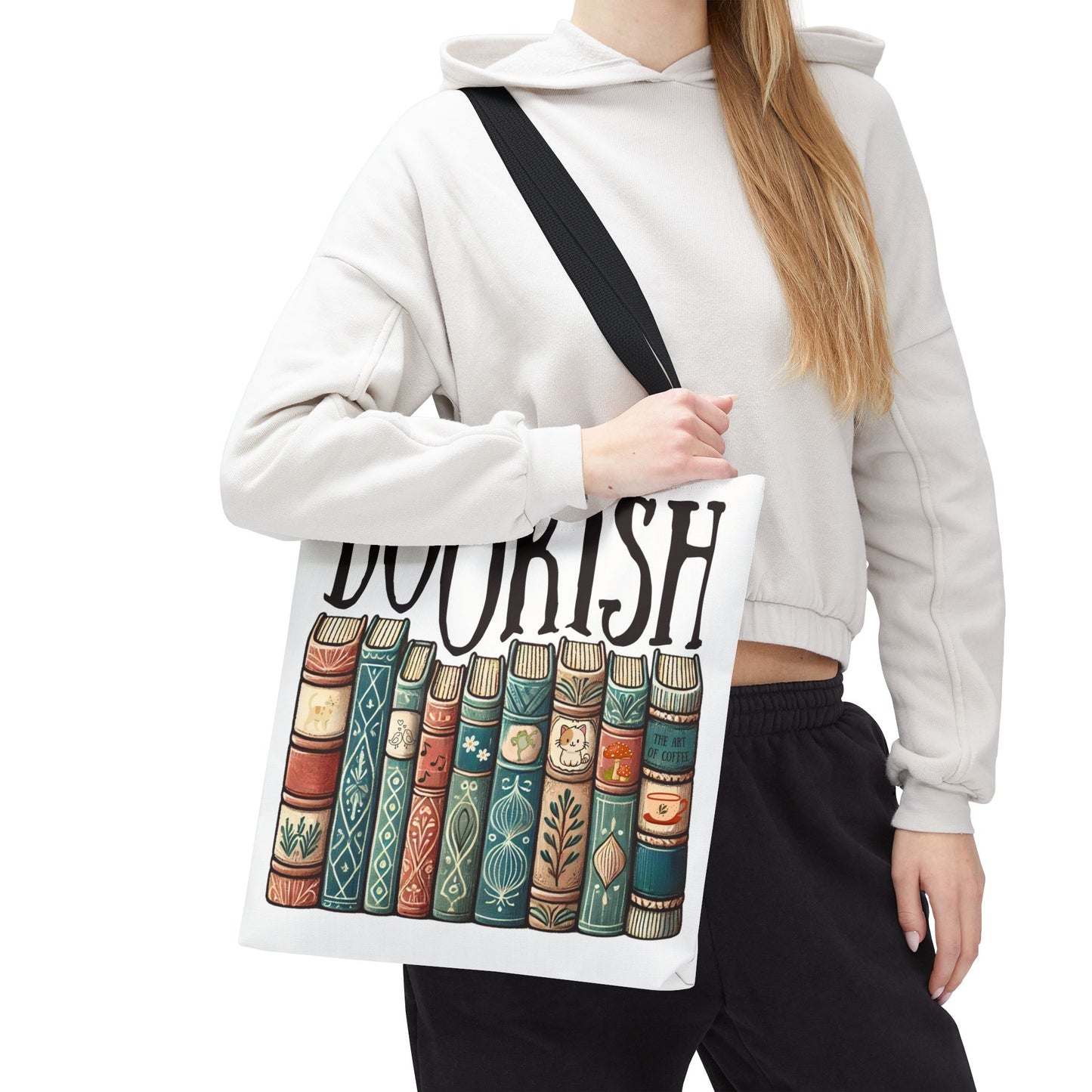 Bolsa de tela con temática de biblioteca para amantes de la literatura