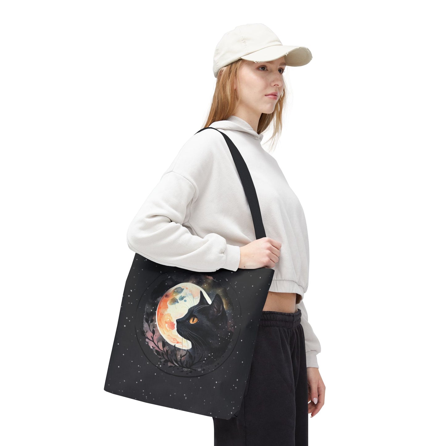 Dreamy Black Cat in the Moonlight Tote Bag in 3 sizes