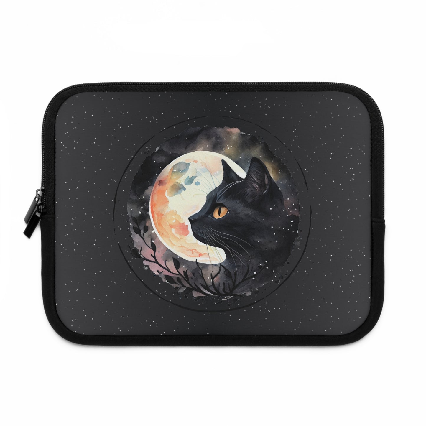 Funda de transporte para iPad y tableta con diseño de gato negro brujo a la luz de la luna en 5 tamaños, de 7 a 17 pulgadas