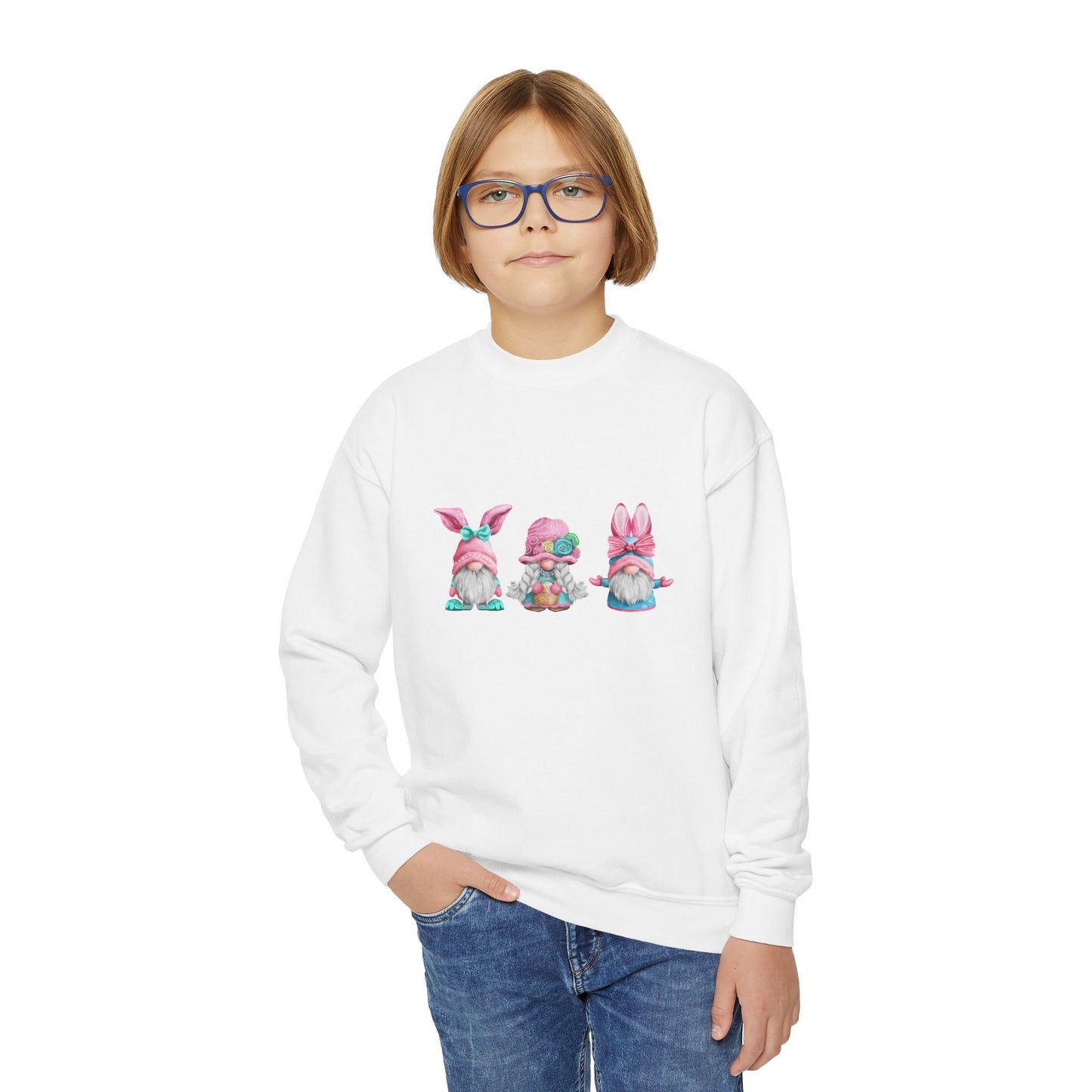 Happy Easter Pastel Gnomes in Bunny Ears Sweatshirt Girl Spring Outfit Gift Idea