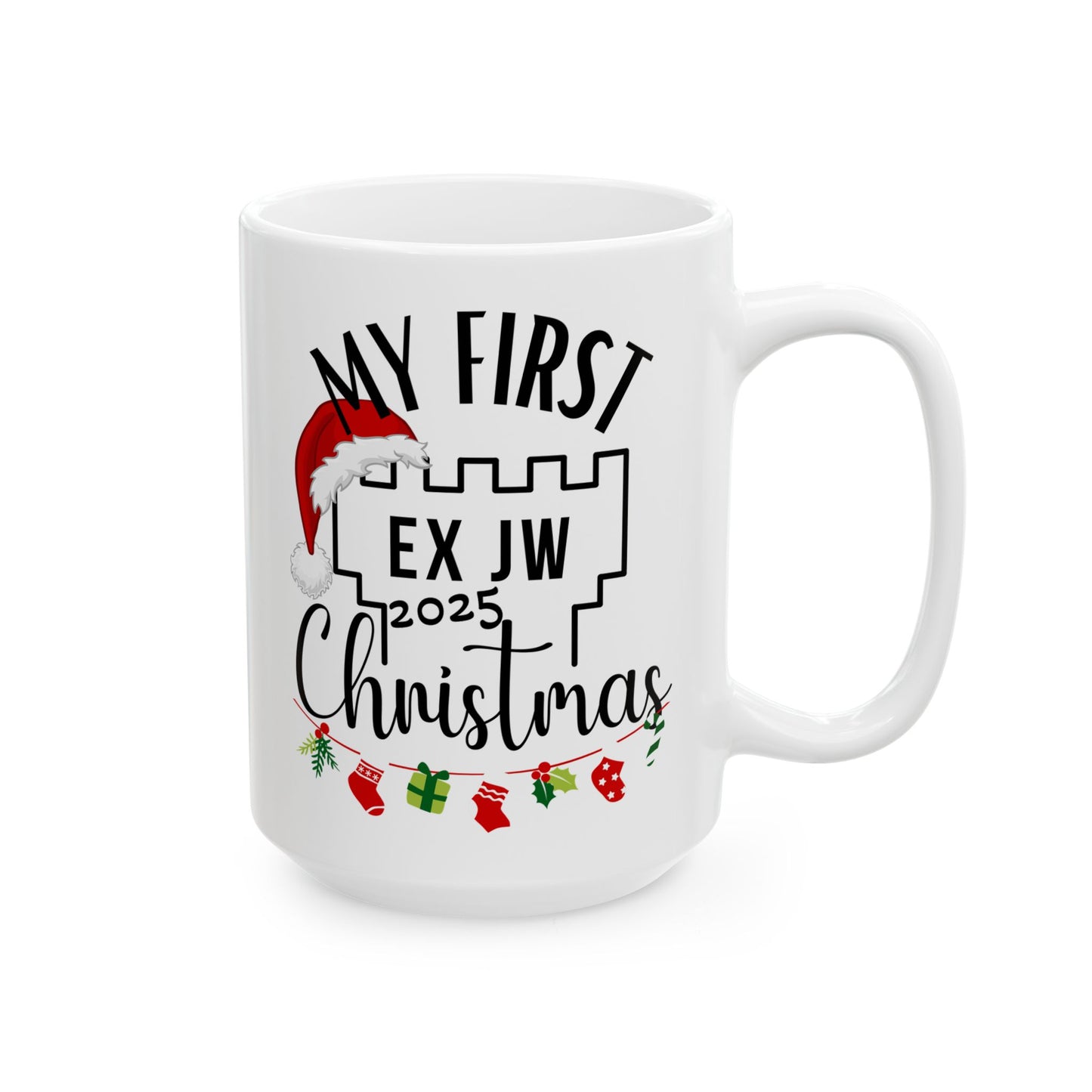 My First Ex JW Christmas Mug, Cult Survivor Gift in White Printify