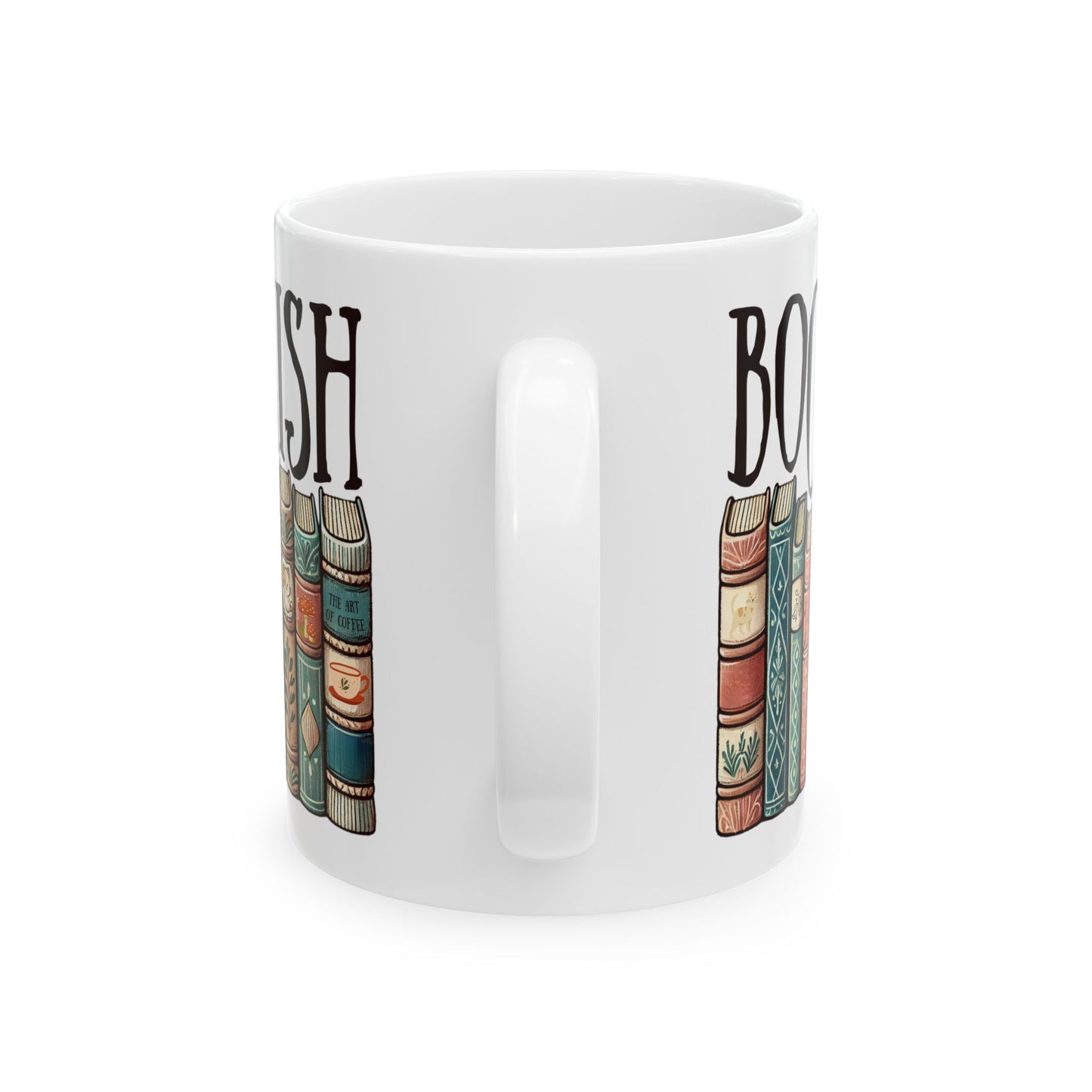 Taza de cerámica blanca Bookish disponible en 11 oz y 15 oz