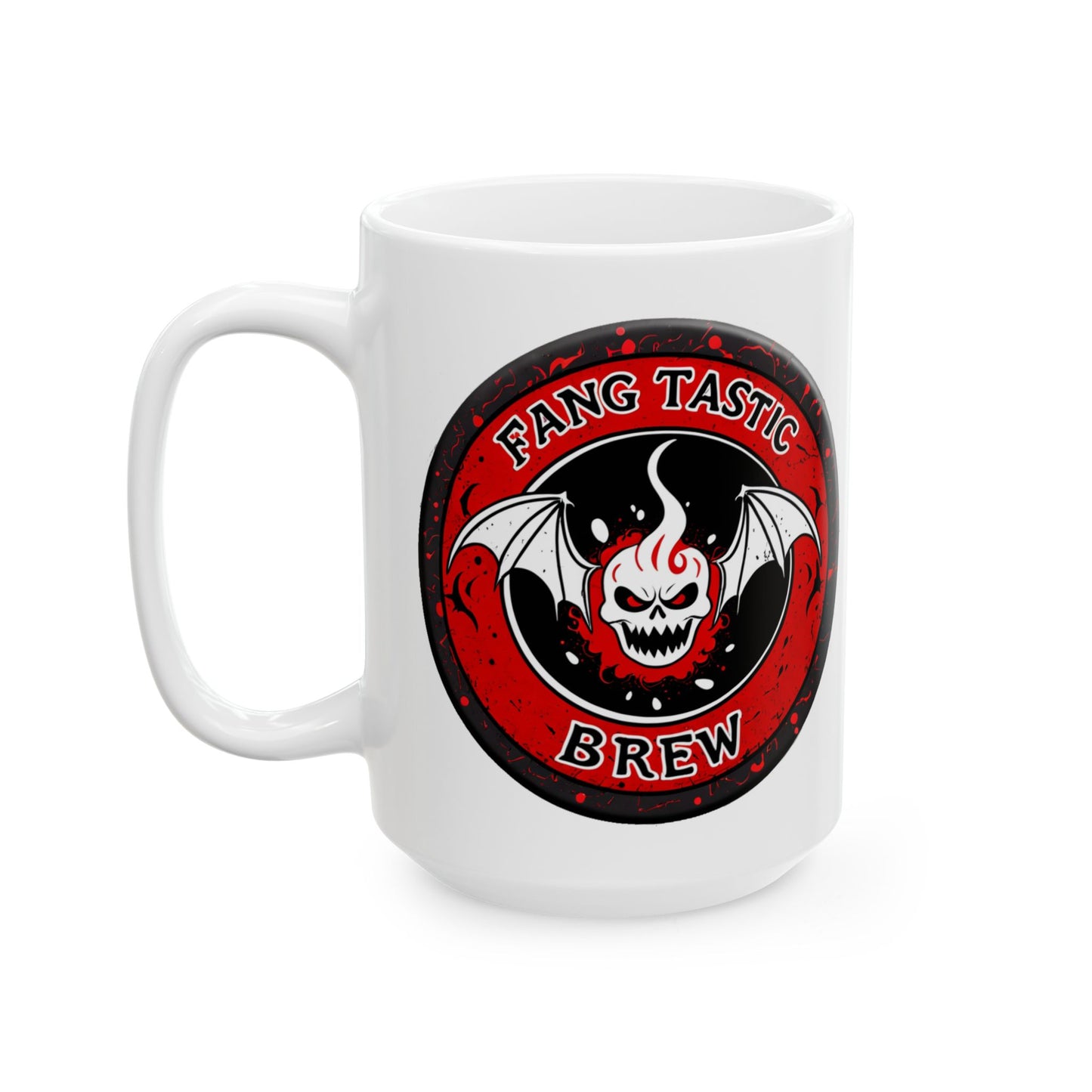 Fang Tastic Brew Horror Coffee Mug – Gothic Vampire Bat Cup Black or White