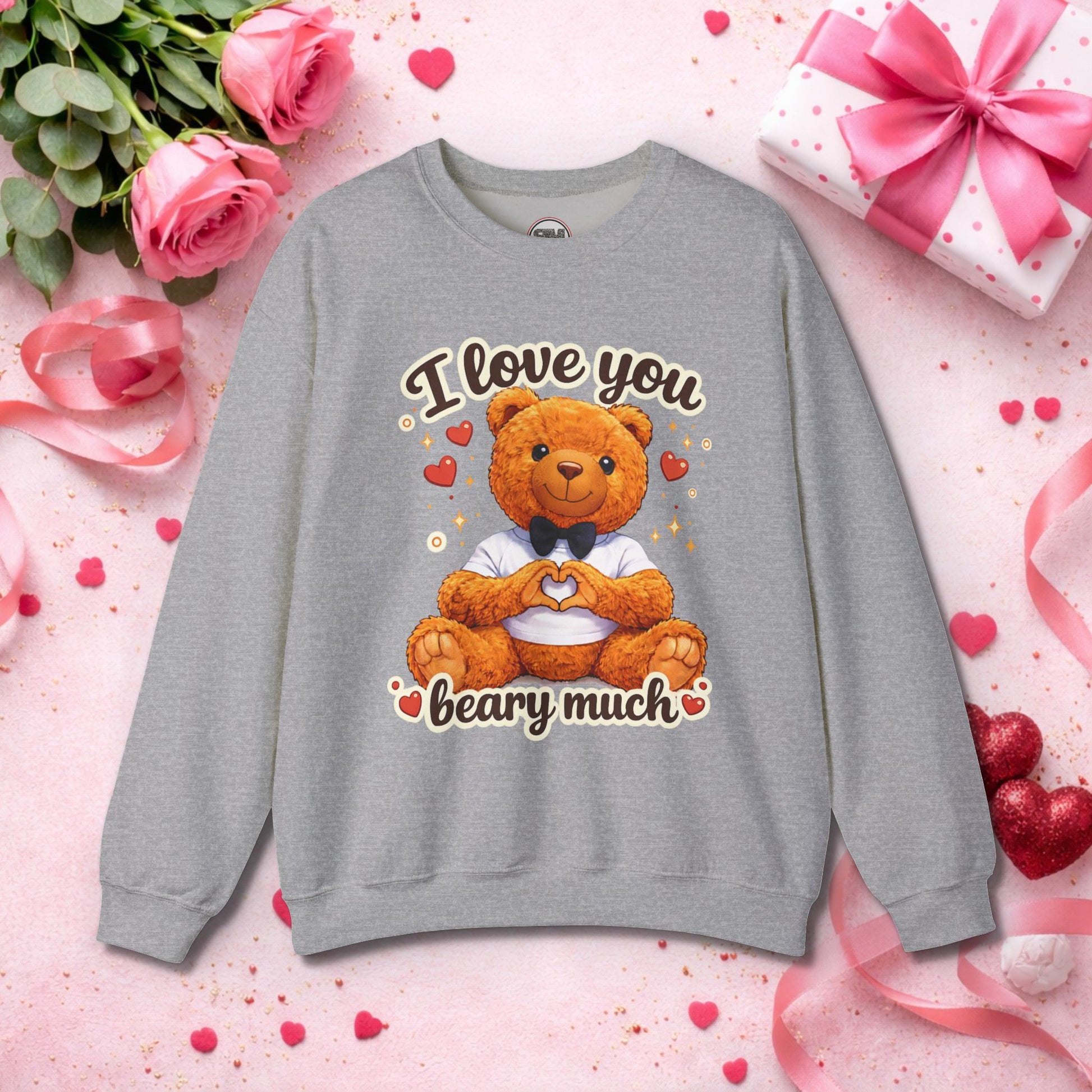I Love You Beary Much Sweatshirt Cute Teddy Bear Valentine's Day Gift, Funny Pun Anniversary Gift Printify