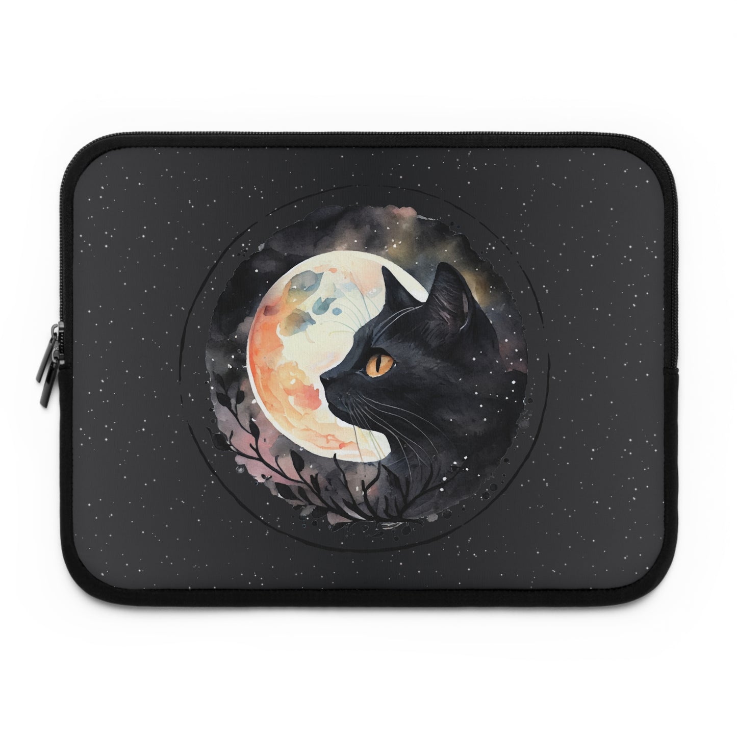 Funda de transporte para iPad y tableta con diseño de gato negro brujo a la luz de la luna en 5 tamaños, de 7 a 17 pulgadas