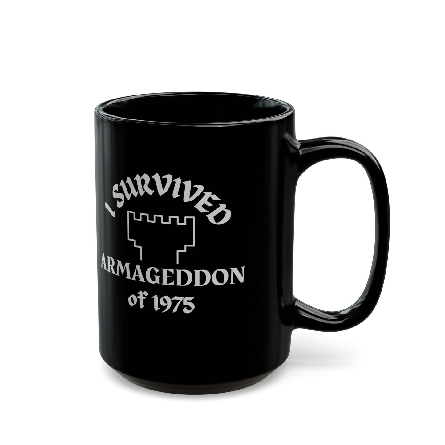 Taza de sobreviviente del Armagedón de 1975 del culto apóstata de ex testigos de Jehová disponible en 11 y 15 oz