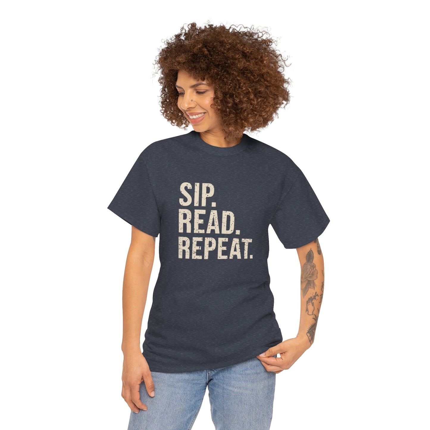 Sip Read Repeat Book Lover Casual Tee Printify