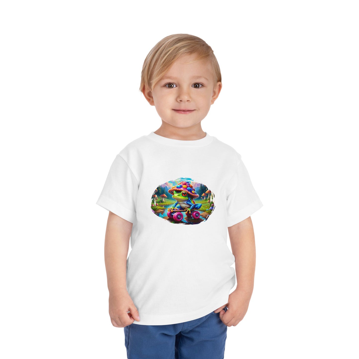 Linda camiseta gráfica para niños con rana patinadora Ropa para niños