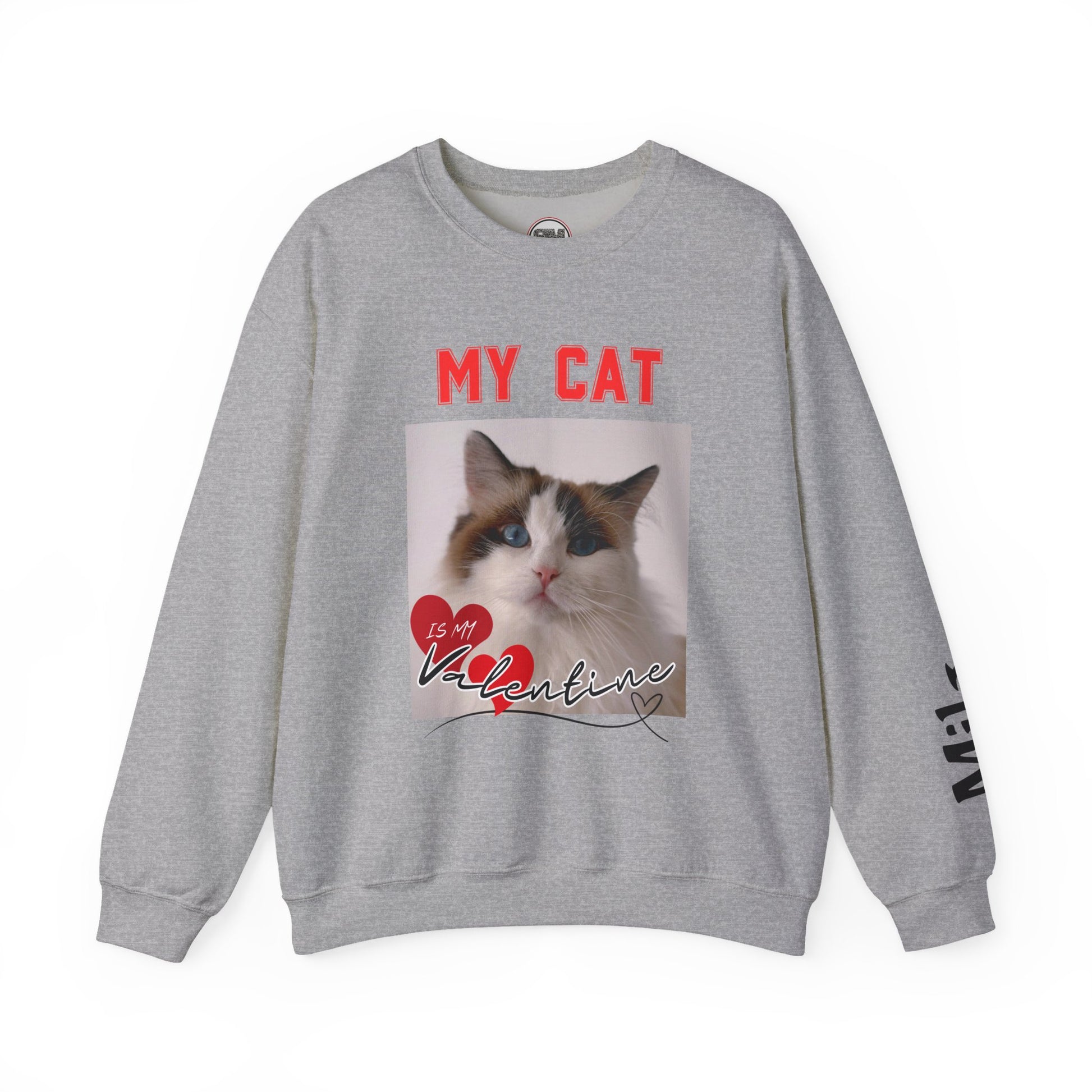 My Cat Valentine Sweatshirt – Custom Pet Photo for Cat Lovers Printify
