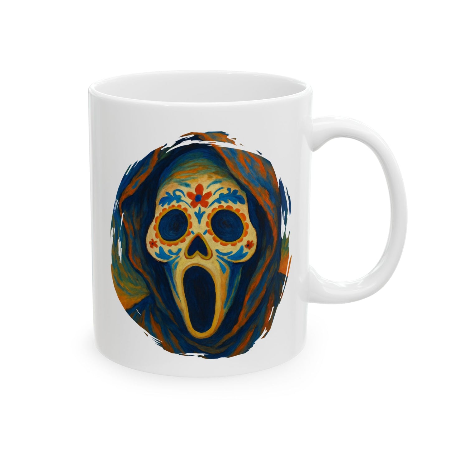 Spooky Sugar Skull Mug | Horrorcore Day of the Dead Coffee Cup Black or White