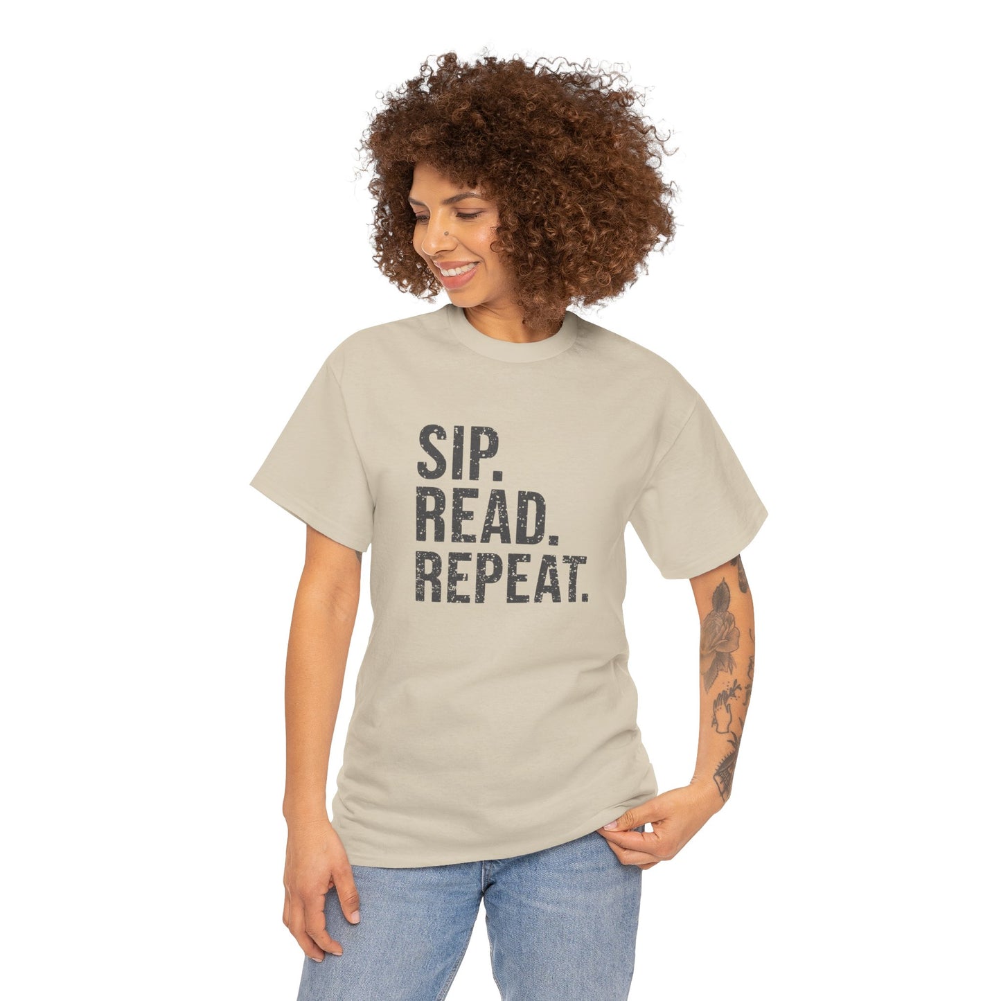 Sip Read Repeat Book Lover Casual Tee Printify