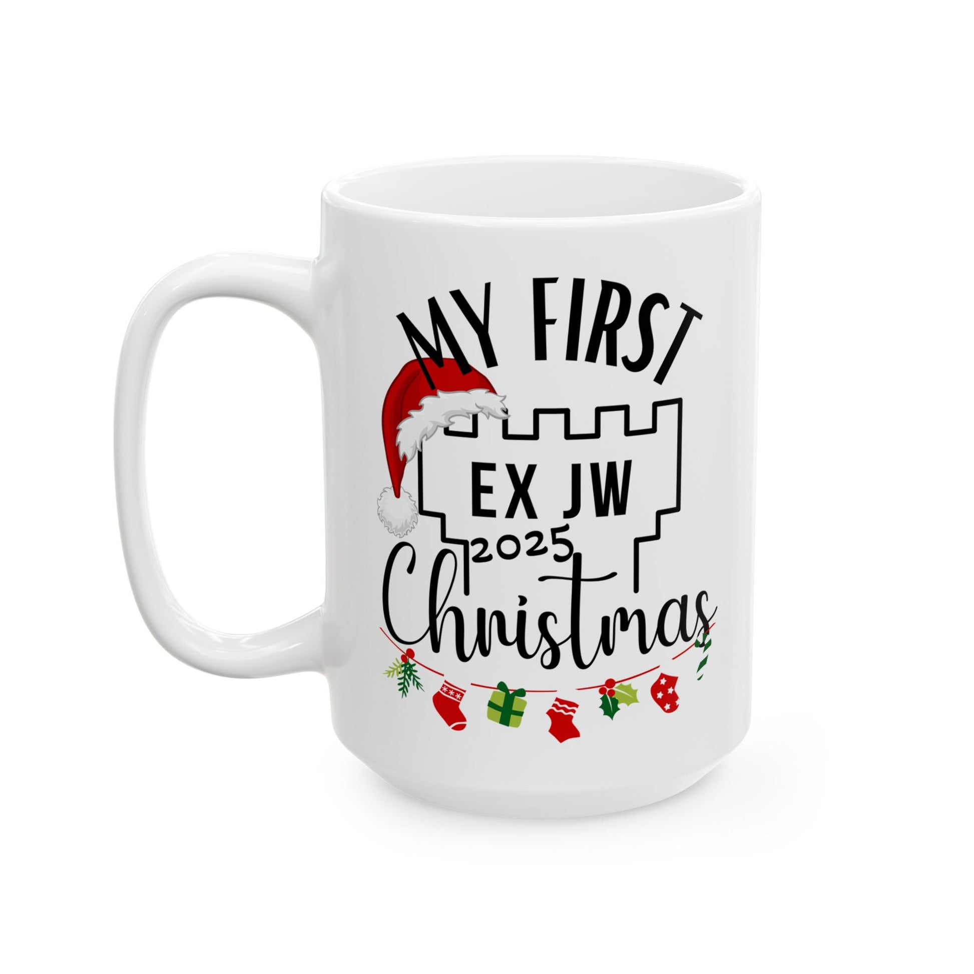 My First Ex JW Christmas Mug, Cult Survivor Gift in White Printify