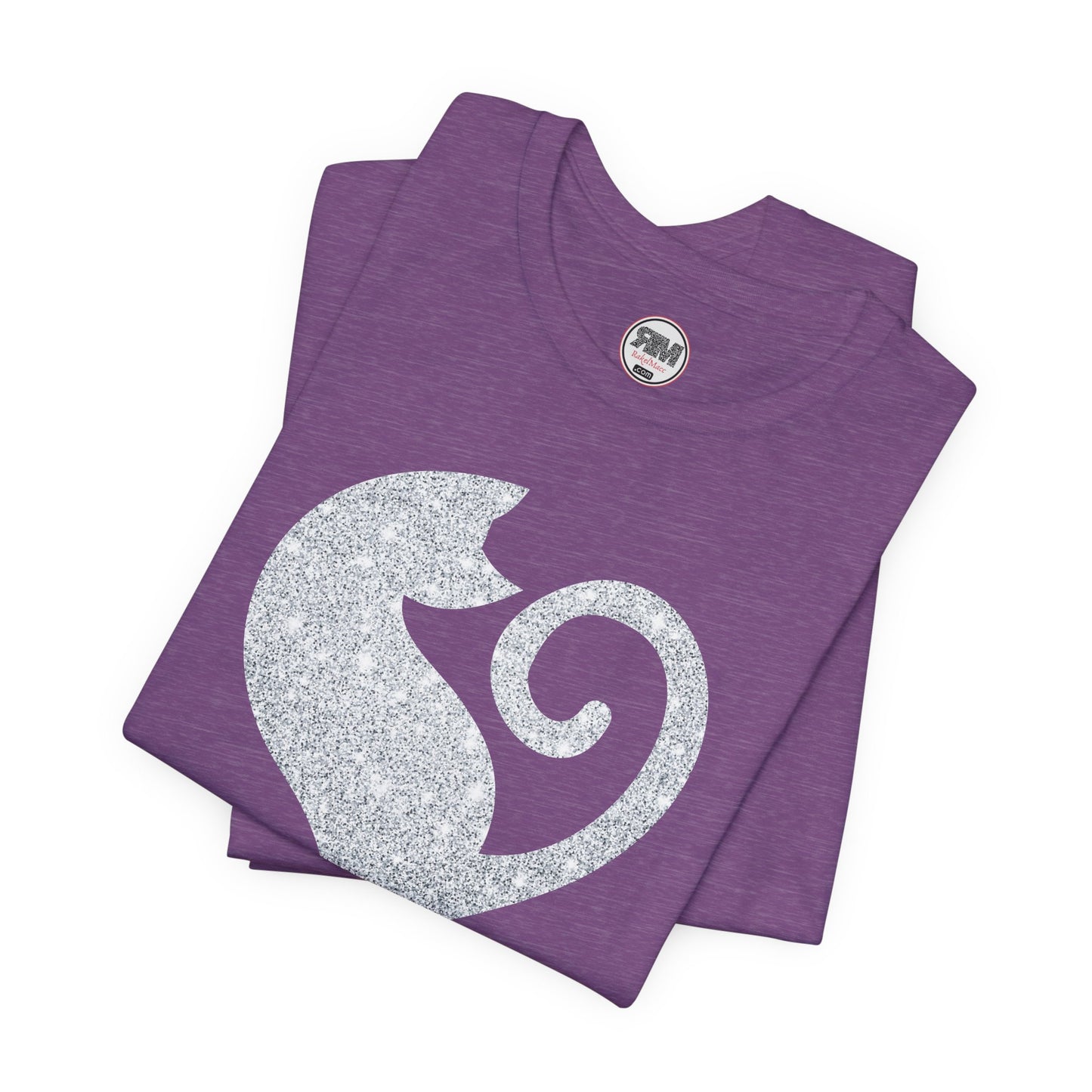 Cat Heart Silver Glitter Look Tee