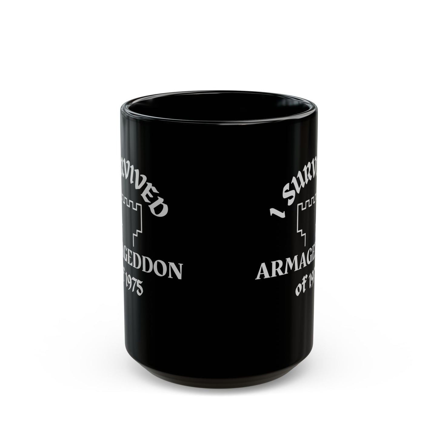 Taza de sobreviviente del Armagedón de 1975 del culto apóstata de ex testigos de Jehová disponible en 11 y 15 oz