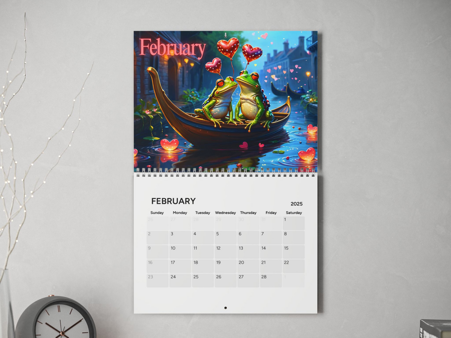 Bright Colored Frogs 2025 Wall Calendar, Cute Frogs Theme, Reptile Lover Gift, Kid's Stationary, Unique Gift Idea