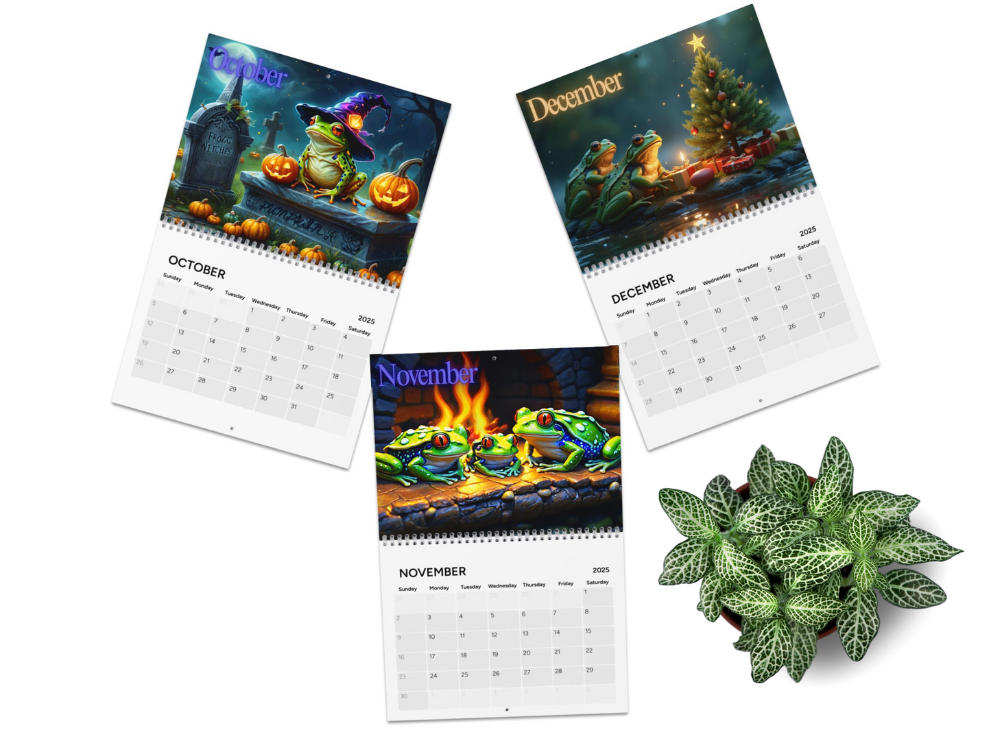 Bright Colored Frogs 2025 Wall Calendar, Cute Frogs Theme, Reptile Lover Gift, Kid's Stationary, Unique Gift Idea