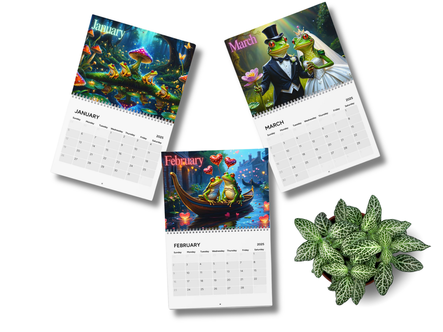 Bright Colored Frogs 2025 Wall Calendar, Cute Frogs Theme, Reptile Lover Gift, Kid's Stationary, Unique Gift Idea