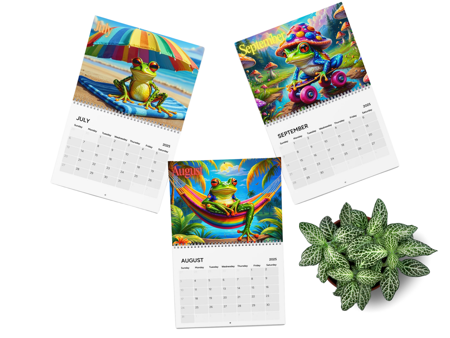 Bright Colored Frogs 2025 Wall Calendar, Cute Frogs Theme, Reptile Lover Gift, Kid's Stationary, Unique Gift Idea