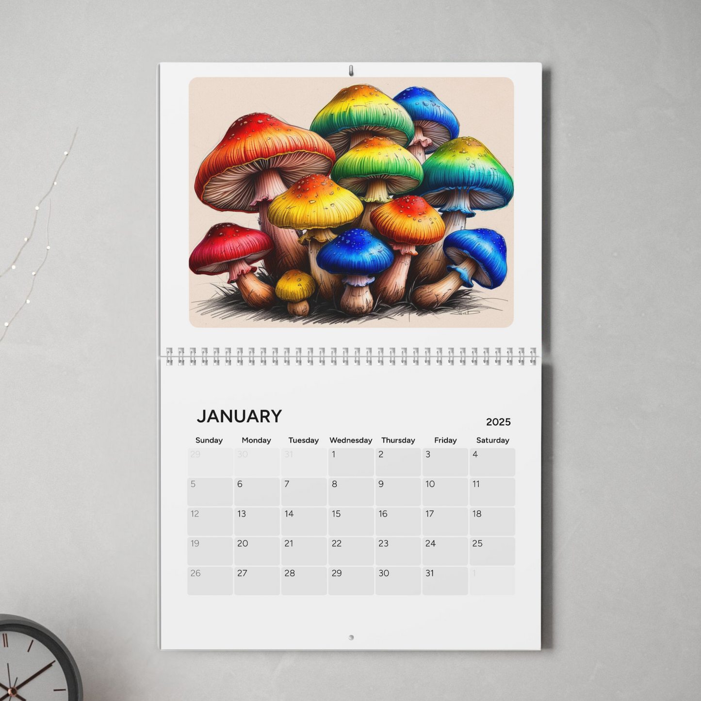 Calendario de pared 2025 de setas de colores