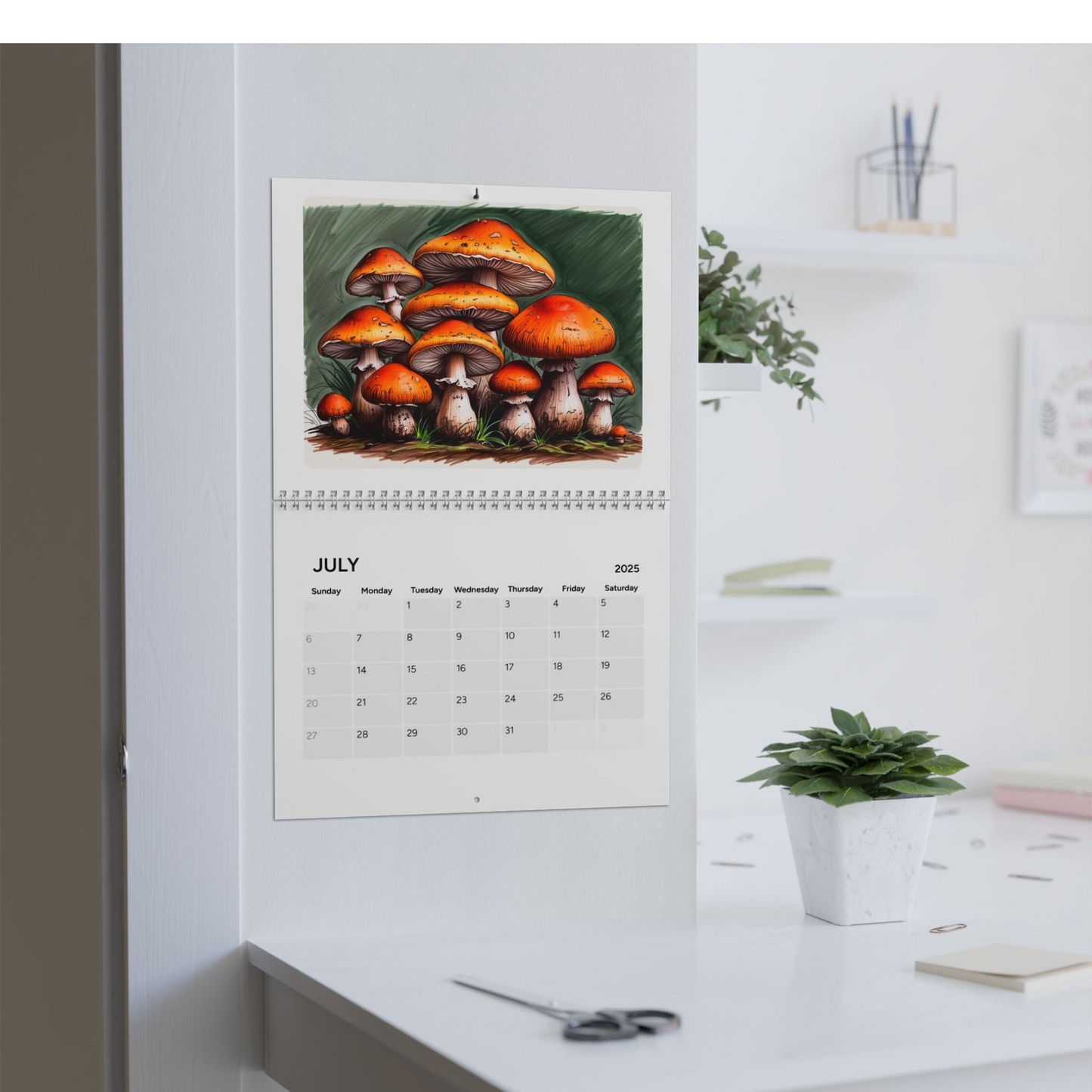 Colorful Mushrooms 2025 Wall Calendar