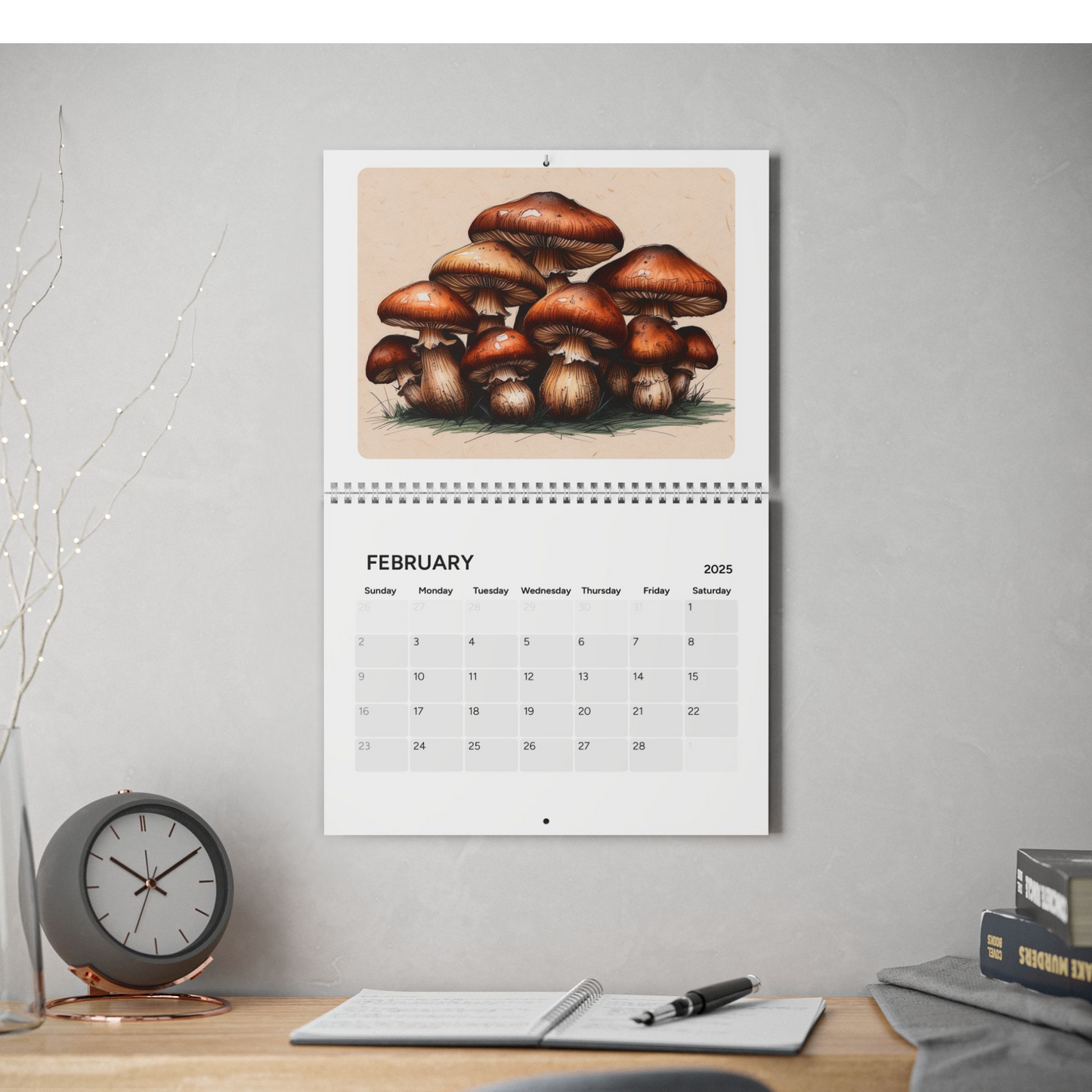 Colorful Mushrooms 2025 Wall Calendar