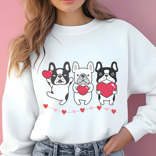 French Bulldog Valentines Day Sweatshirt, Cute Frenchie Love Pullover