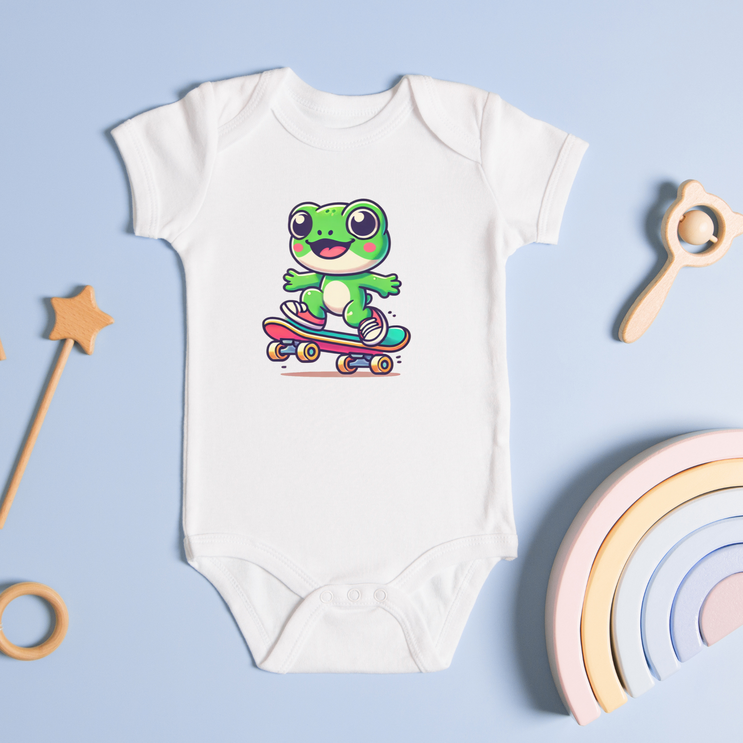 Skateboarding Frog Infant Baby Bodysuit, Cute Baby Clothes, Newborn Baby Shower Gift