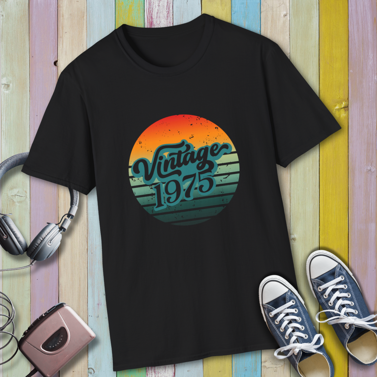 Vintage 1975 T-Shirt Retro 50th Birthday Gift Born in 1975 Classic 70s Style Graphic Tee