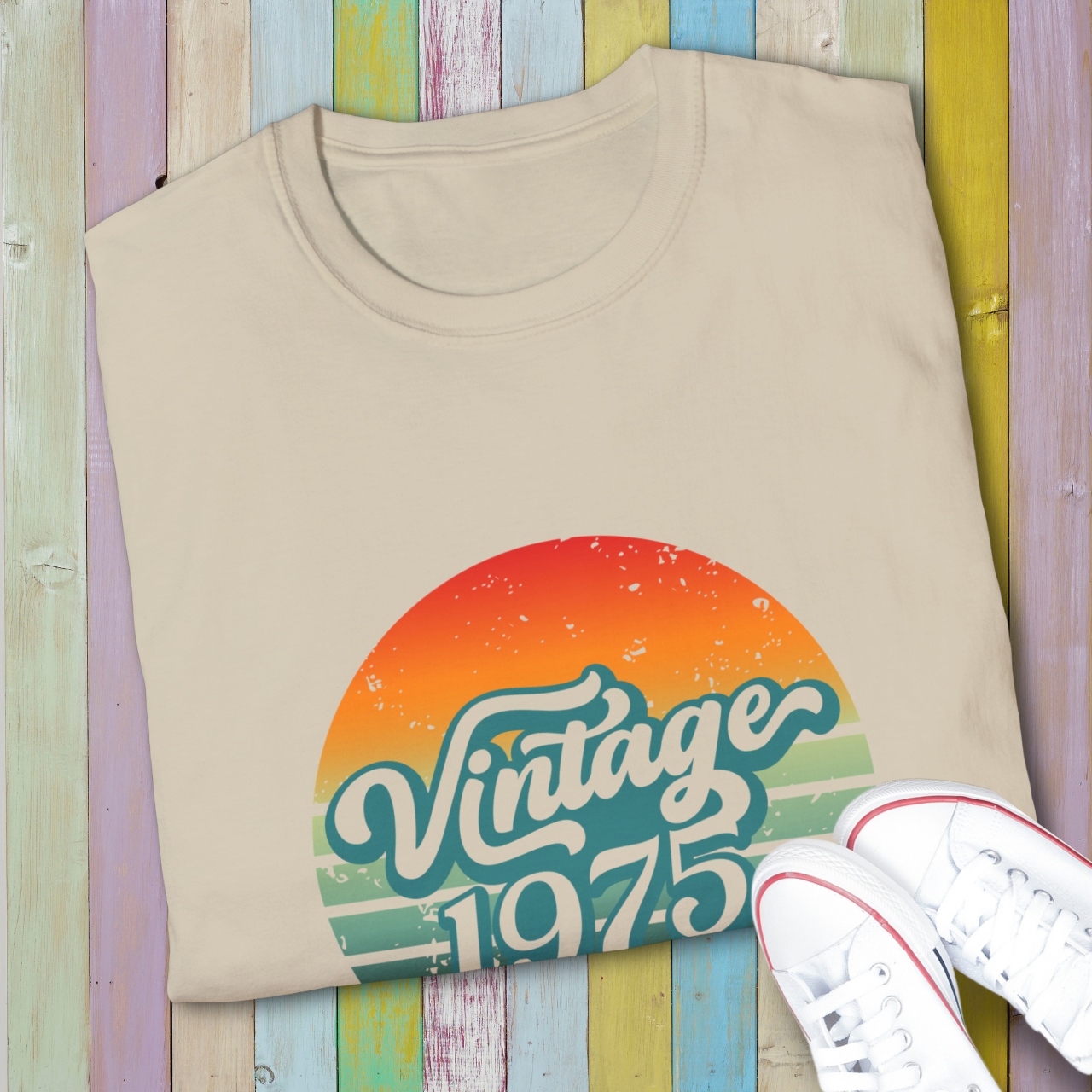Vintage 1975 T-Shirt Retro 50th Birthday Born in 1975 Gift Classic 70s Style Graphic Tee Printify